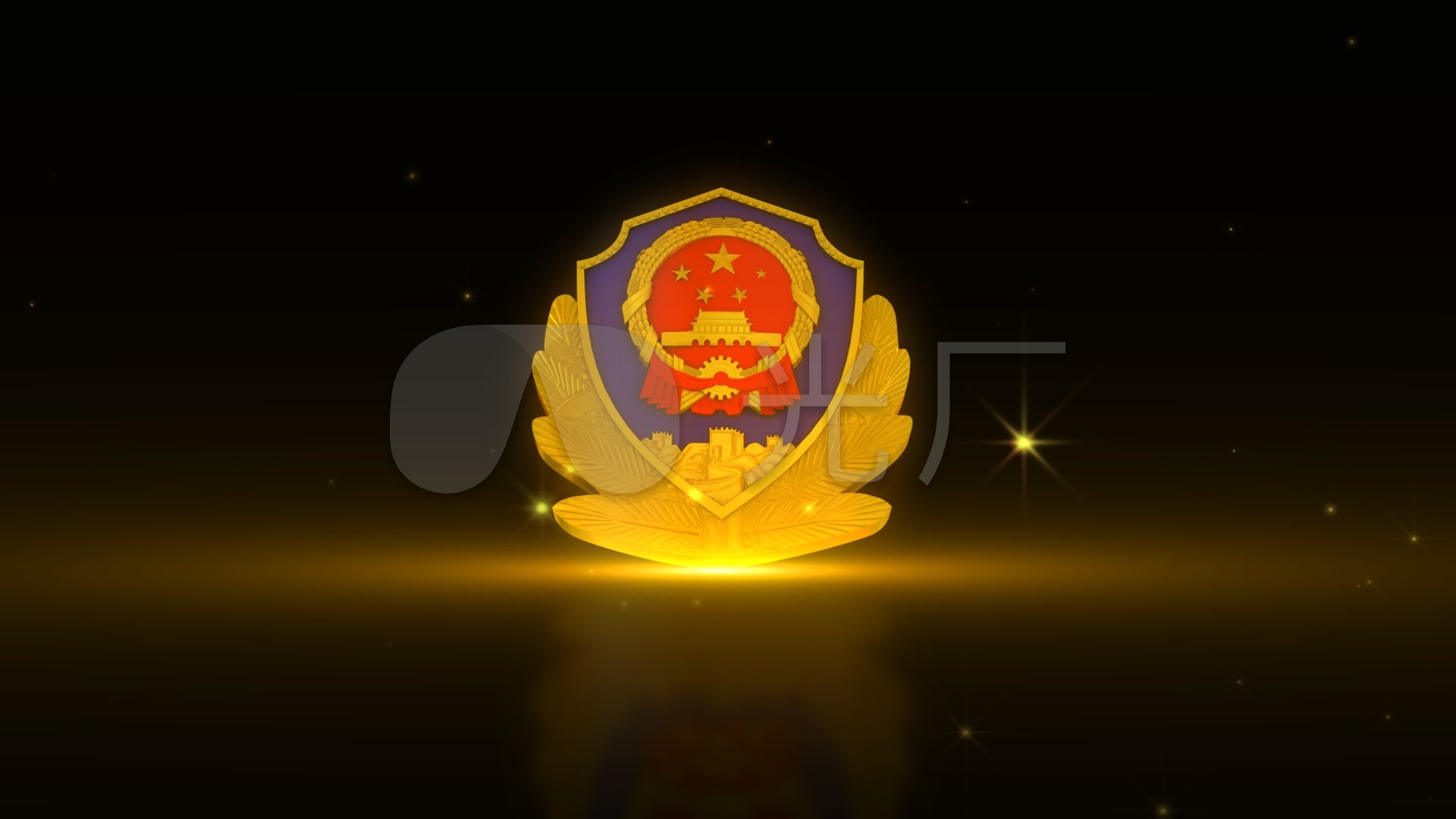 金色金属质感警徽循环带通道_1920x1080_高清视频素材下载(编号