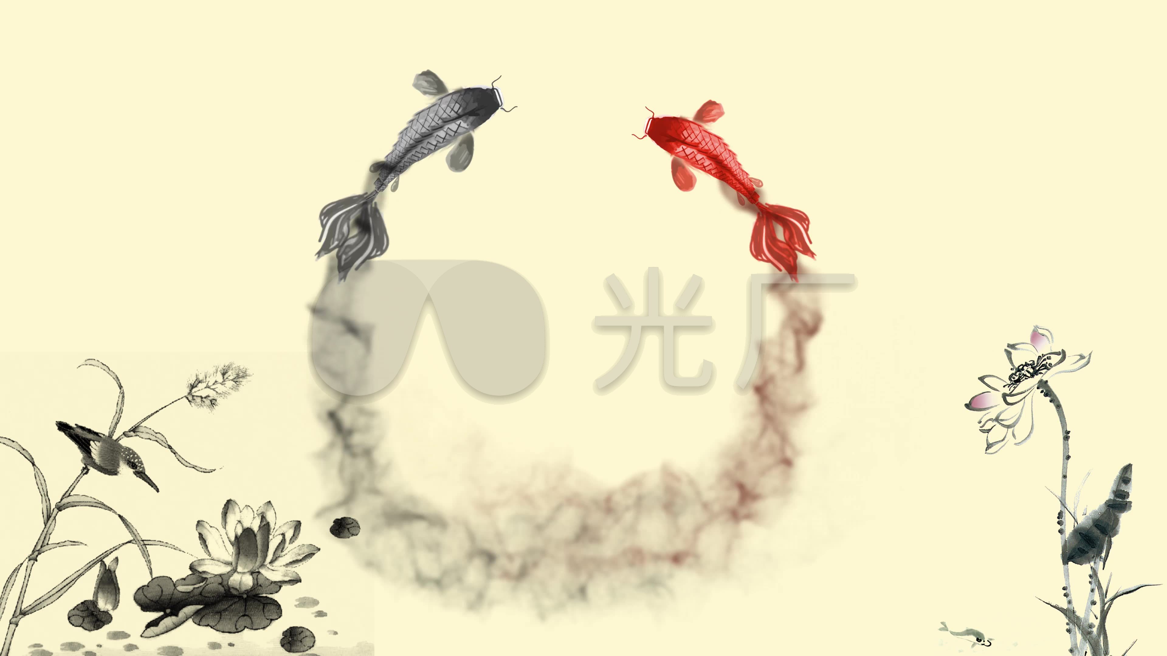 4k水墨鱼带透明通道2_视频素材包下载(编号:2927570)
