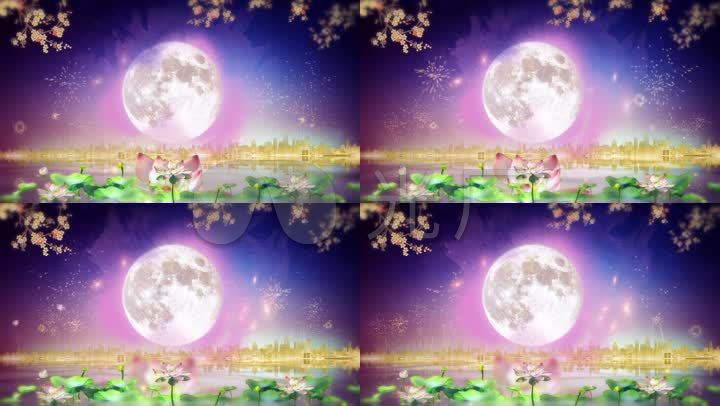 中秋节花好月圆月亮背景视频