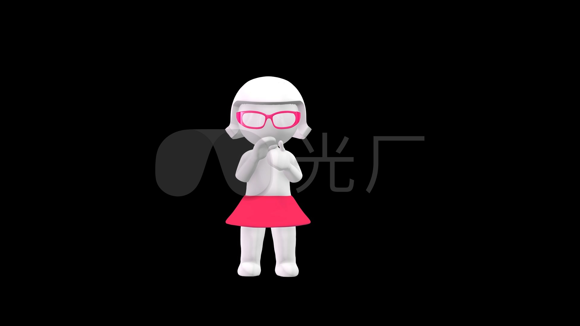 3d卡通女小人鼓掌动画_1920x1080_高清视频素材下载
