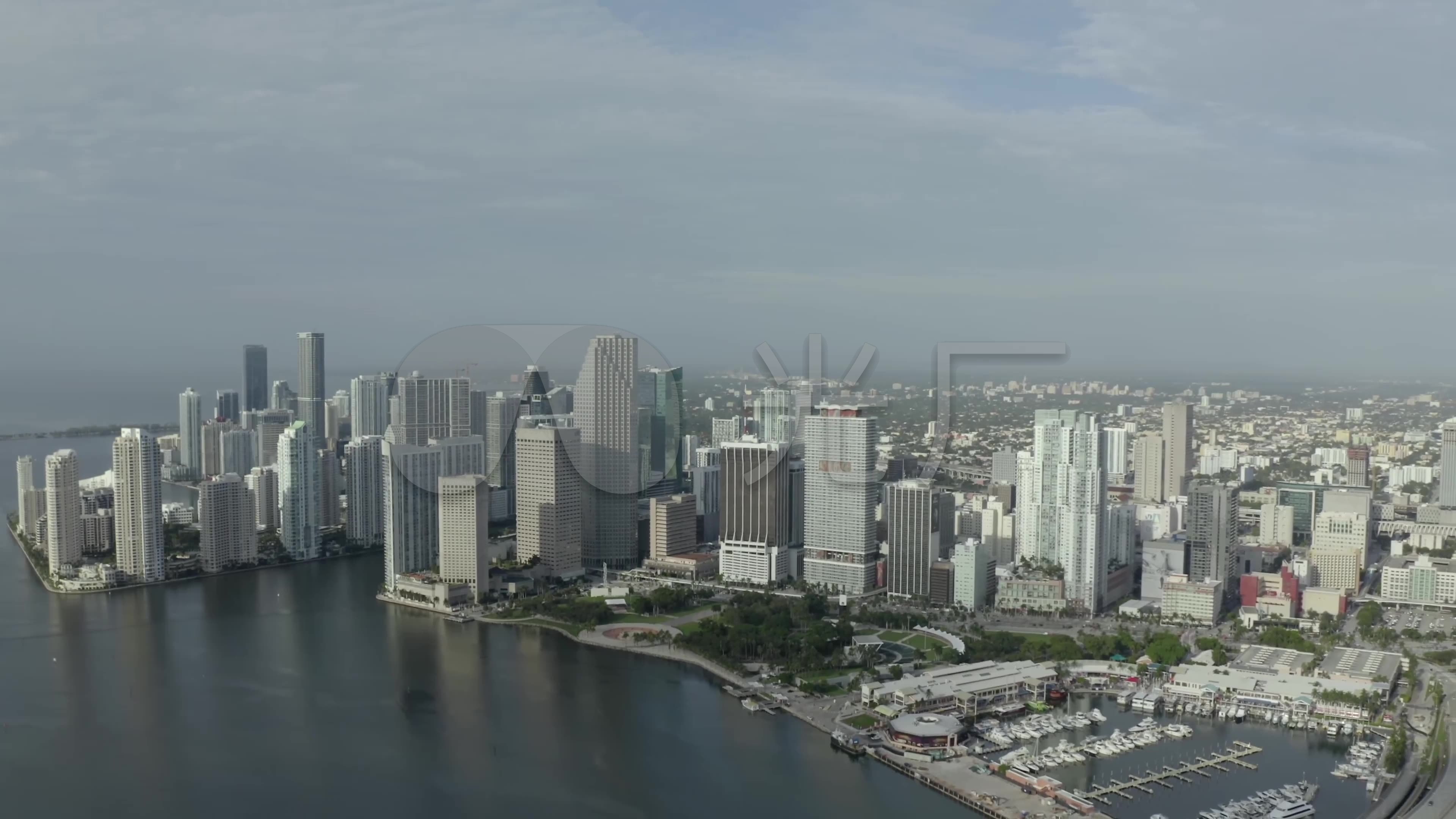 航拍美国迈阿密海滨城市4k