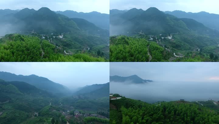 浙江松阳县,四都乡拍摄的松阳美景,有青山,云海,竹林