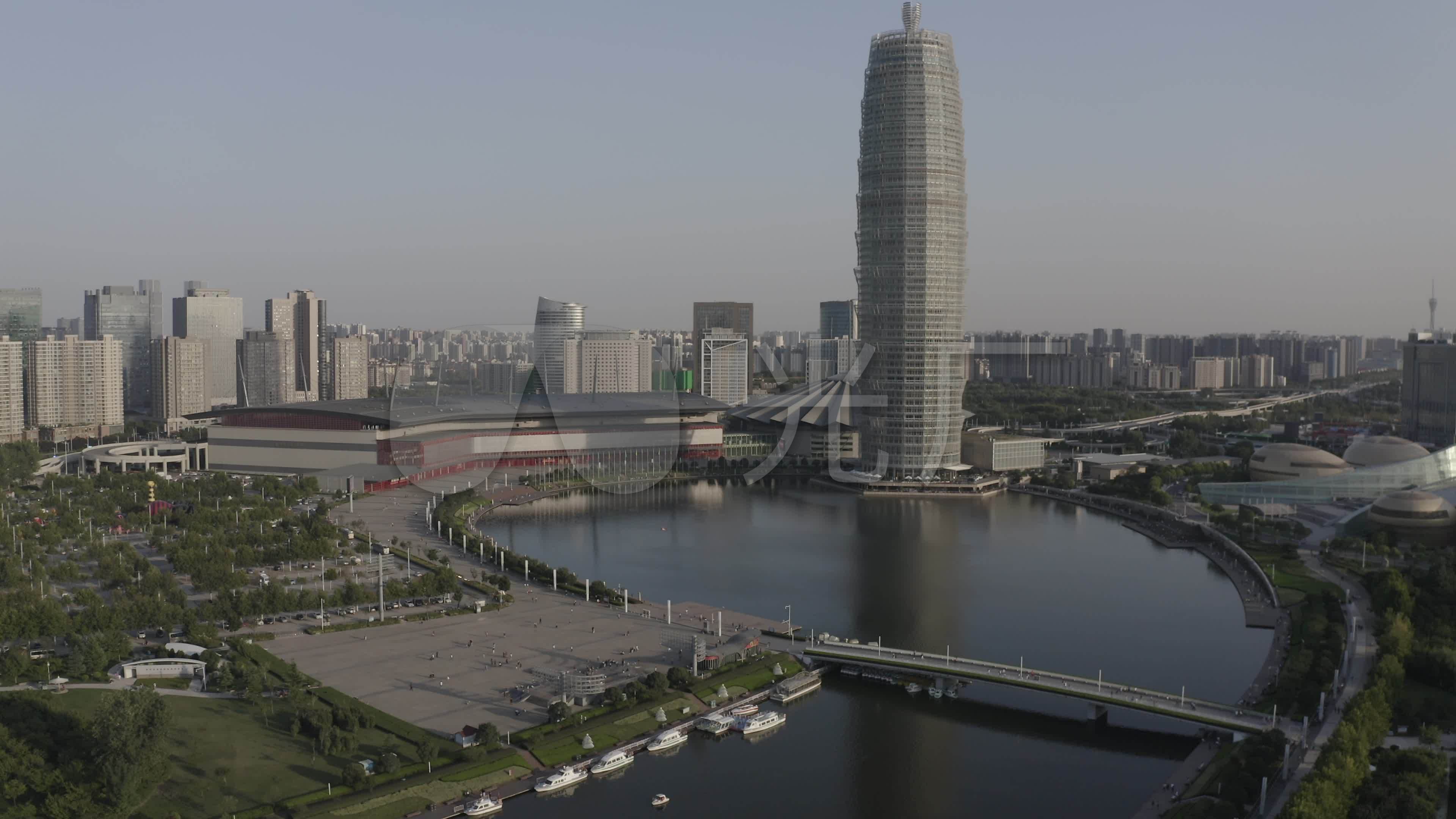 4k-log郑州cbd大玉米楼航拍_3840x2160_高清视频素材