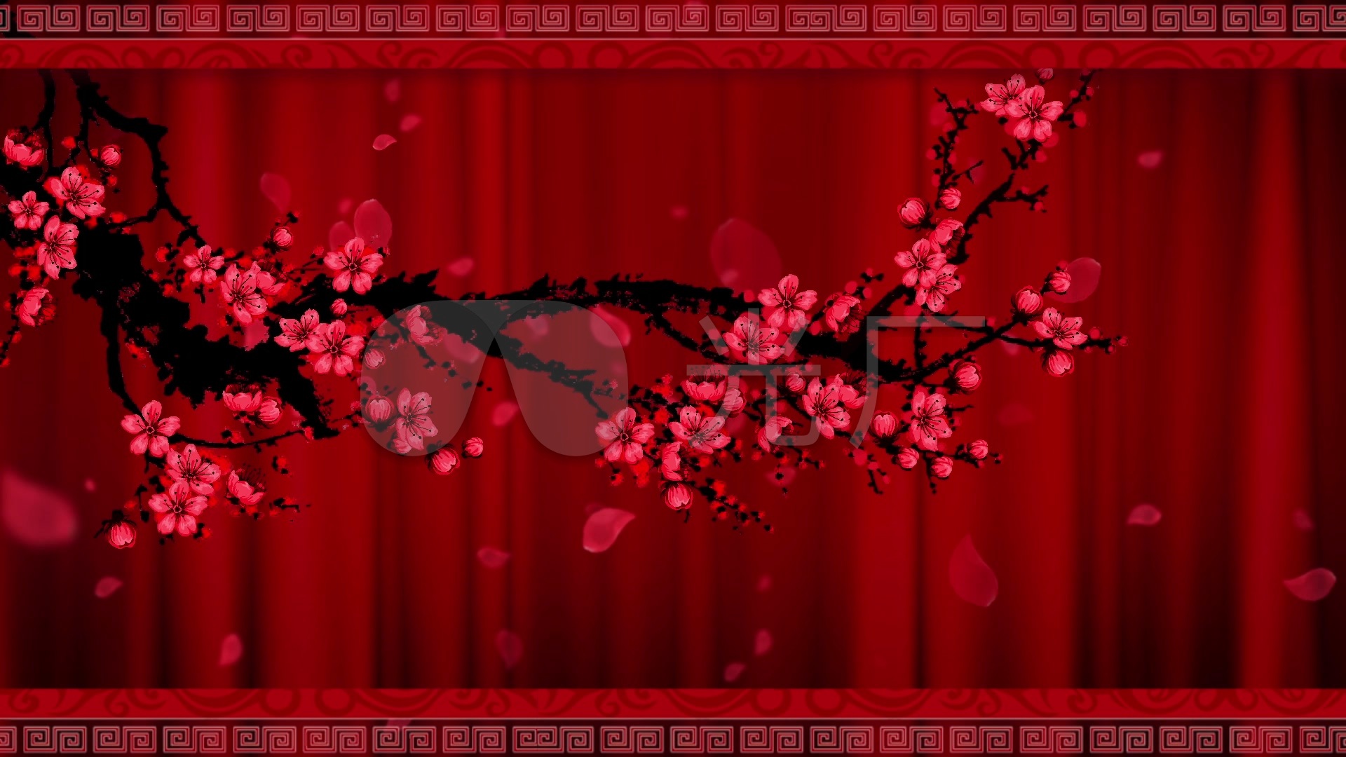 梅花梅花树枝戏曲舞台背景循环_1920x1080_高清视频