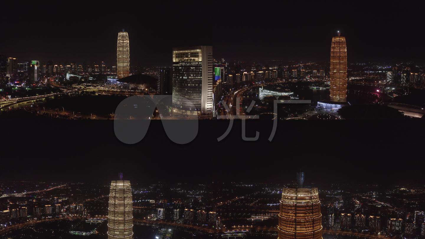 4k-log郑州cbd夜景航拍