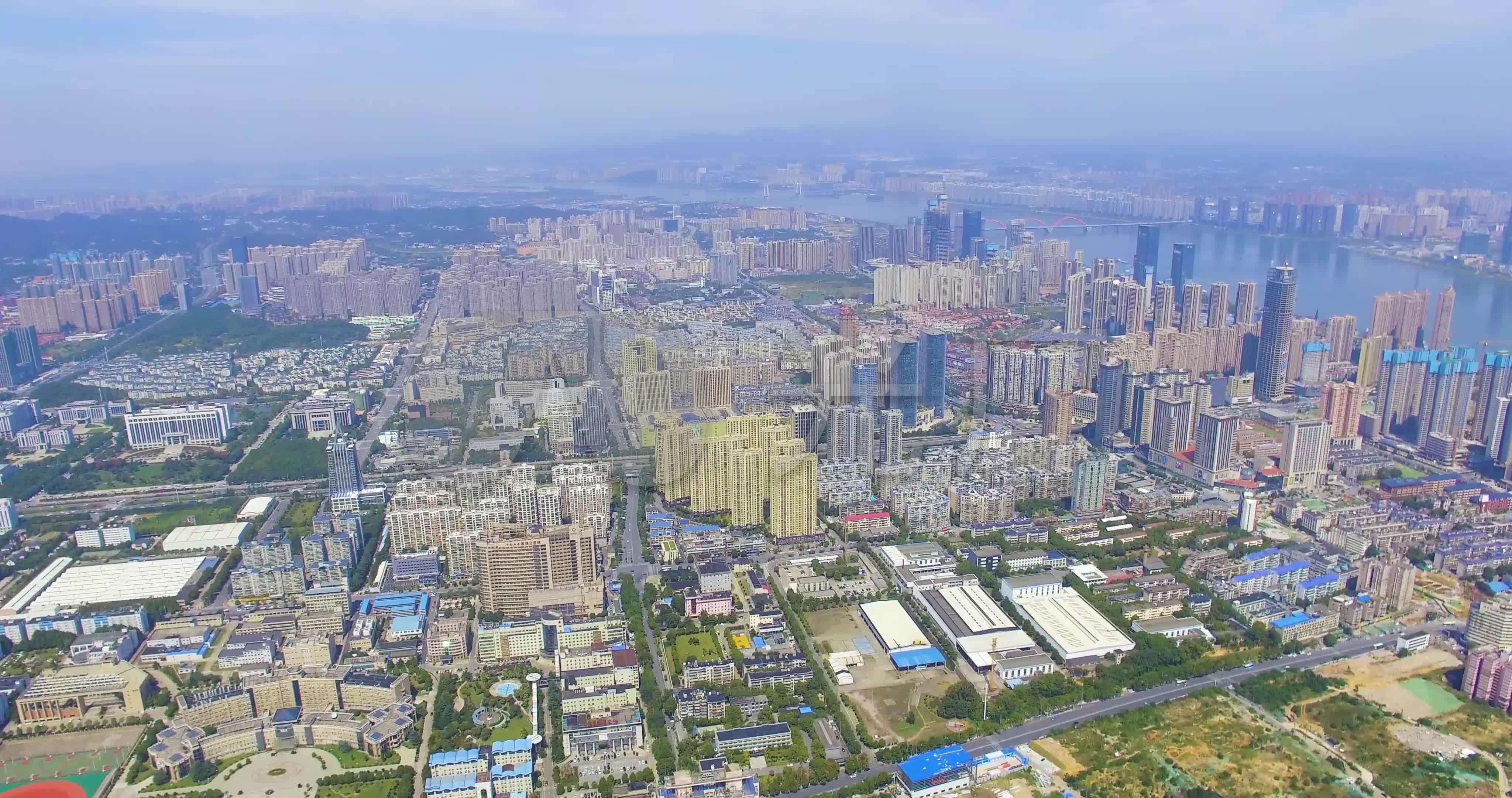 航拍长沙西河岳麓区4k