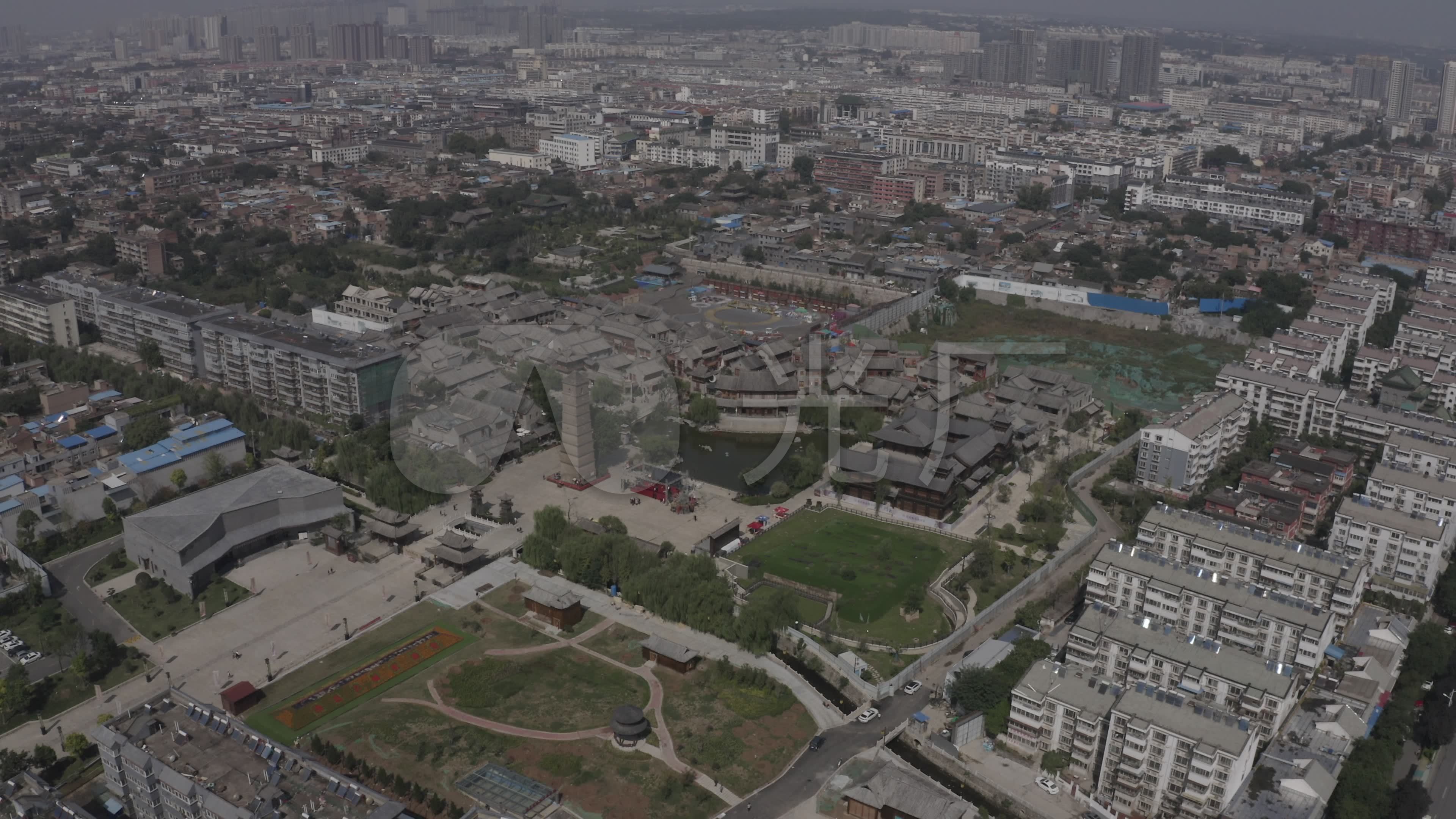 4k-log洛阳古城洛邑古城航拍_3840x2160_高清视频素材