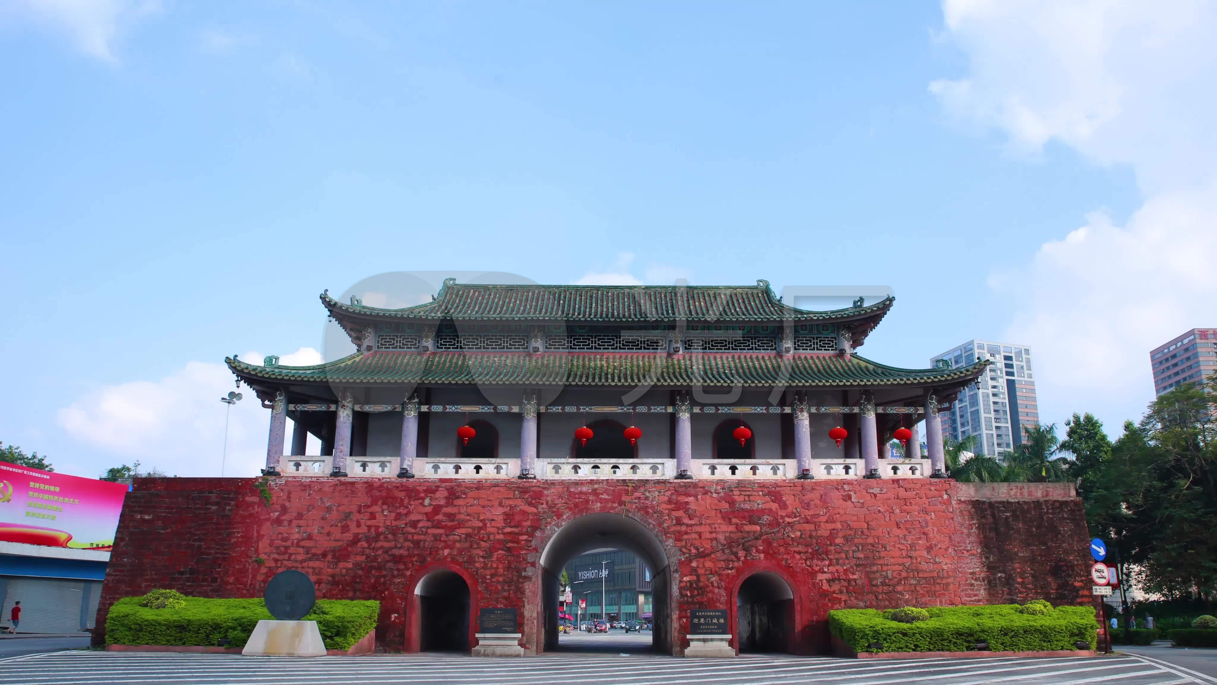 东莞4k西城楼迎恩门全景与特写延时_4096x2304_高清