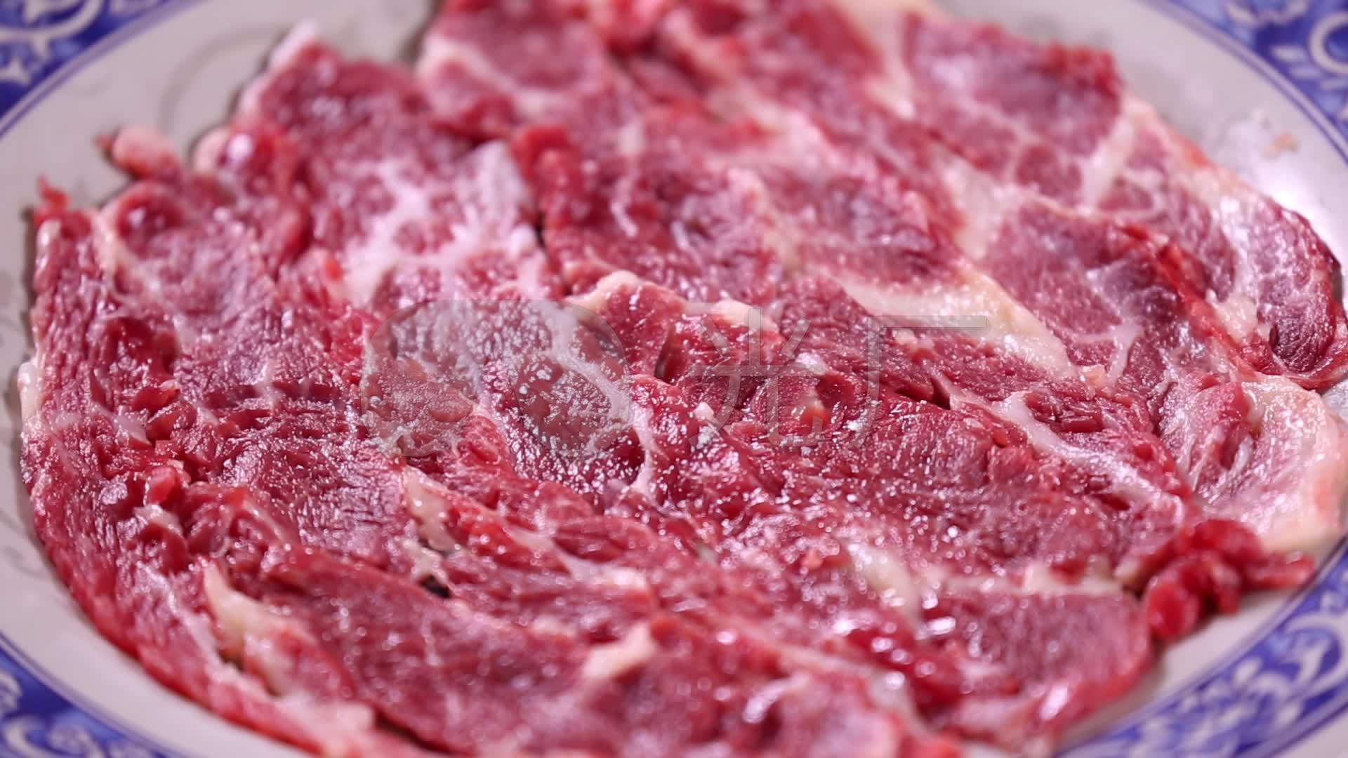 新鲜牛肉切片摆盘潮汕美食美味火锅涮牛肉_1920x1080