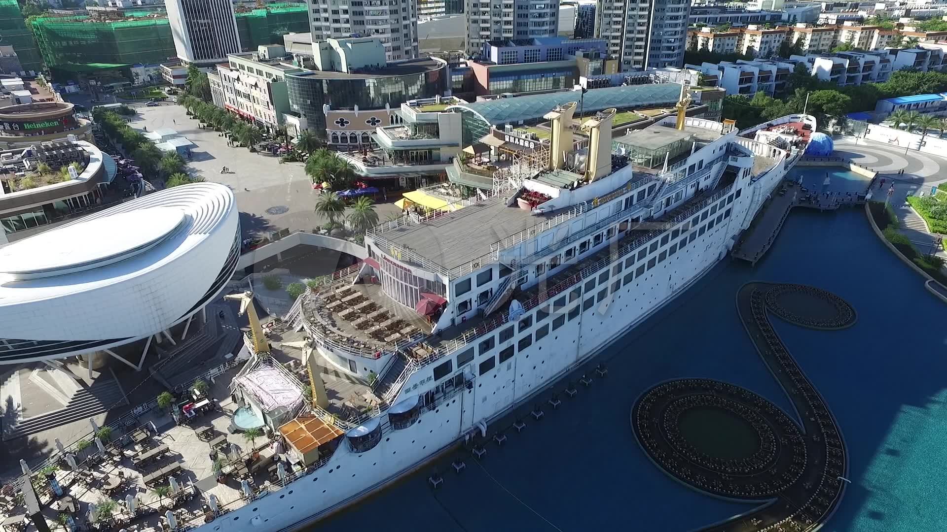 深圳海上世界地标建筑游轮景区_1920x1080_高清视频素材下载(编号