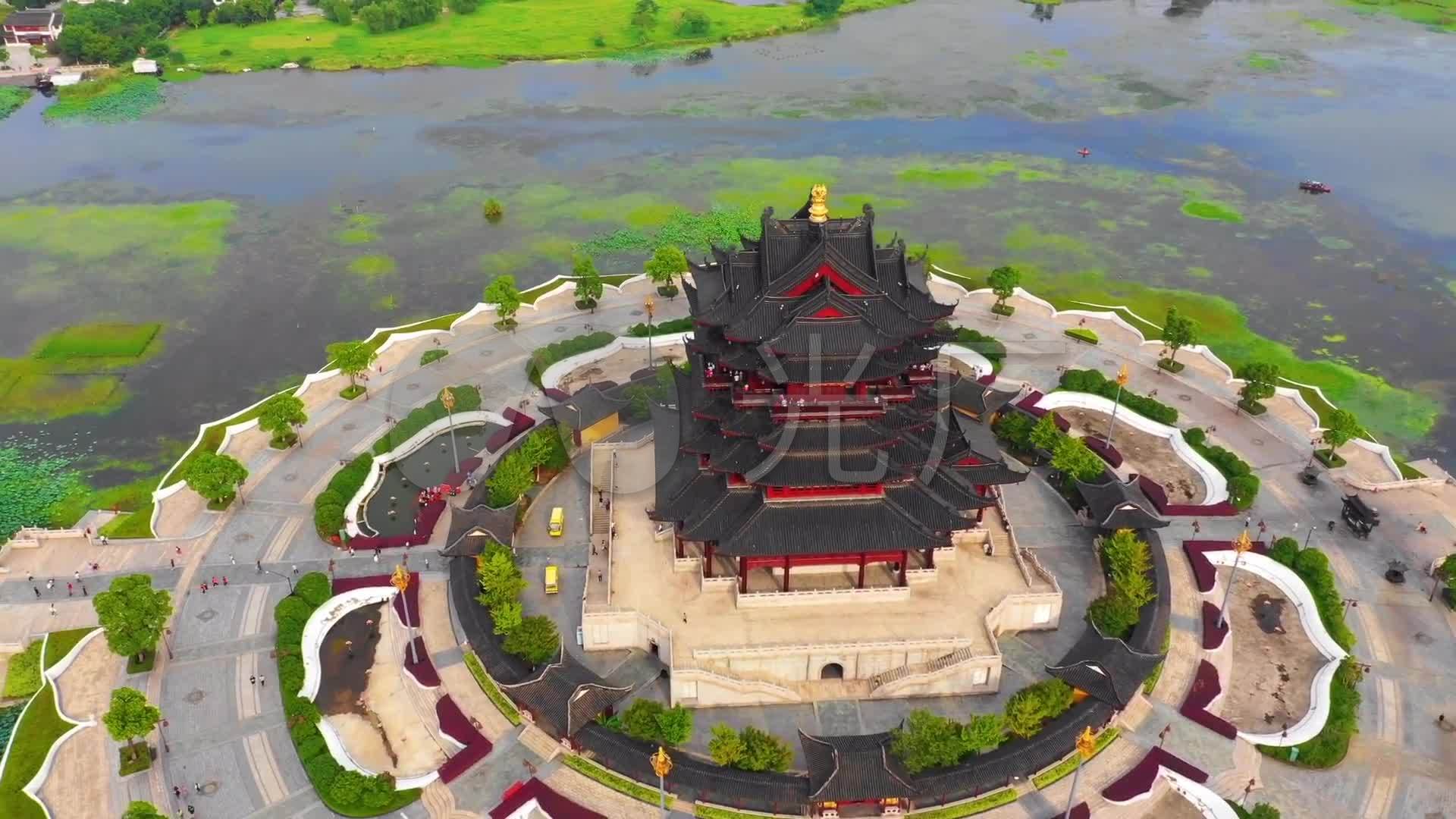 苏州风光航拍苏州阳澄湖重元寺江苏重元寺