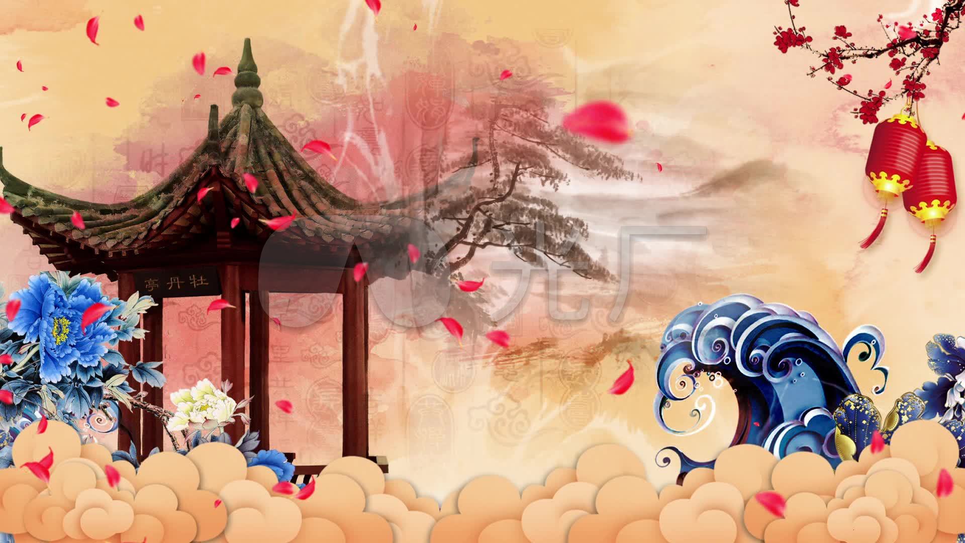 戏曲牡丹亭配乐成品舞台背景_1920x1080_高清视频素材