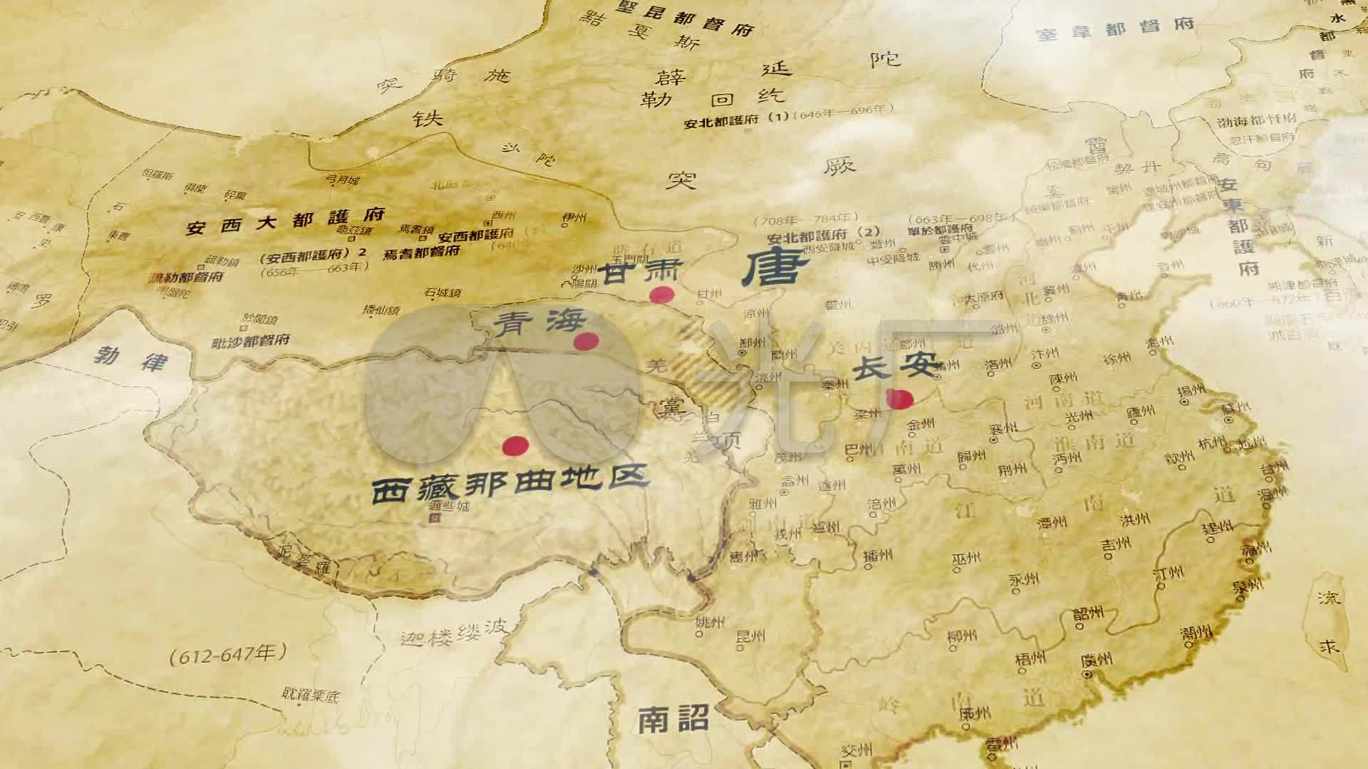 文成公主和亲路线图复古地图_ae模板下载(编号:)_ae