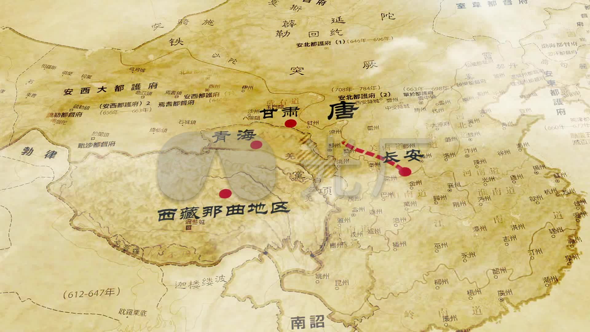 文成公主和亲路线图复古地图_ae模板下载(编号:)_ae