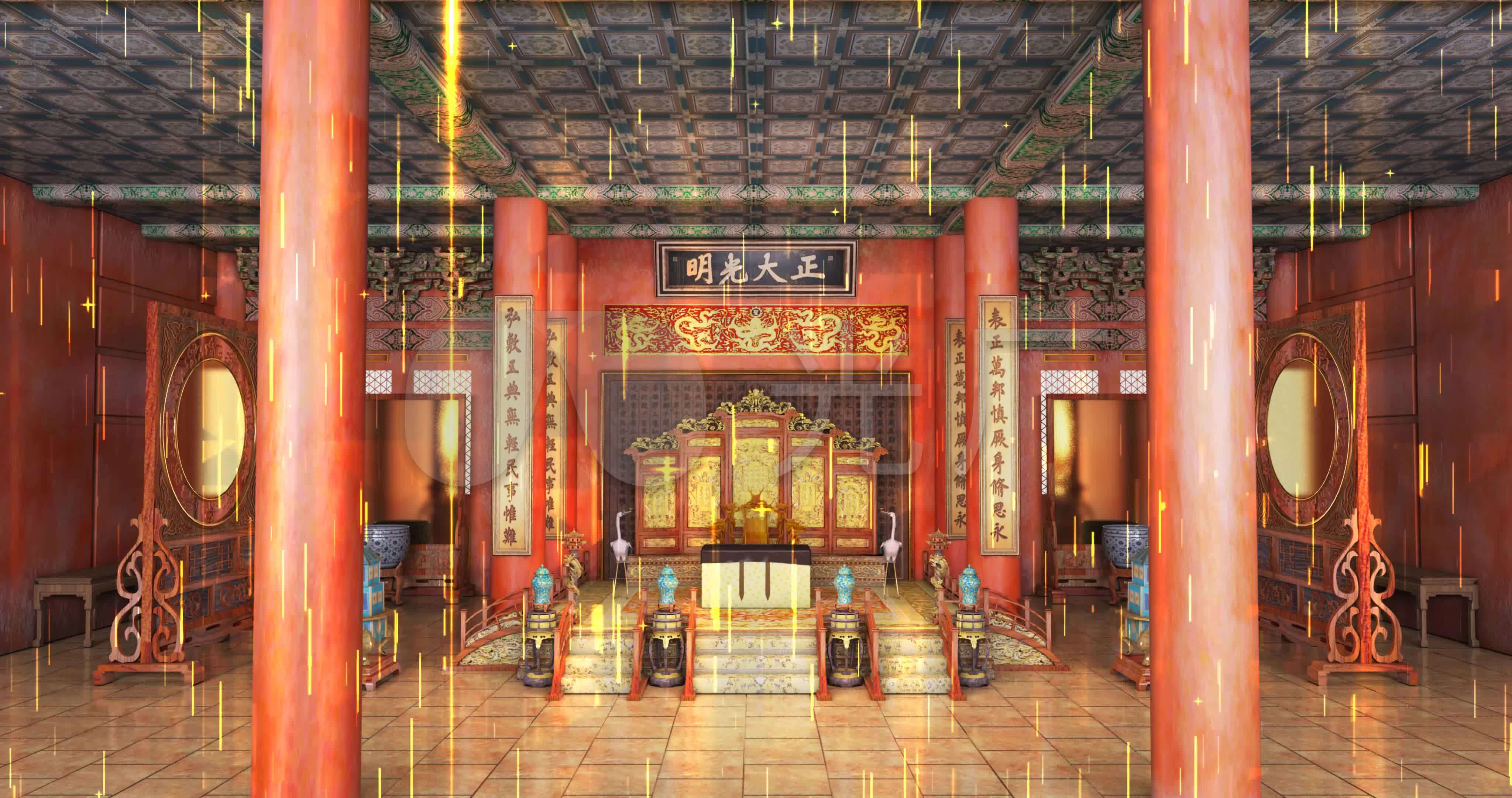 4k中国金銮殿皇宫皇帝宝座背景