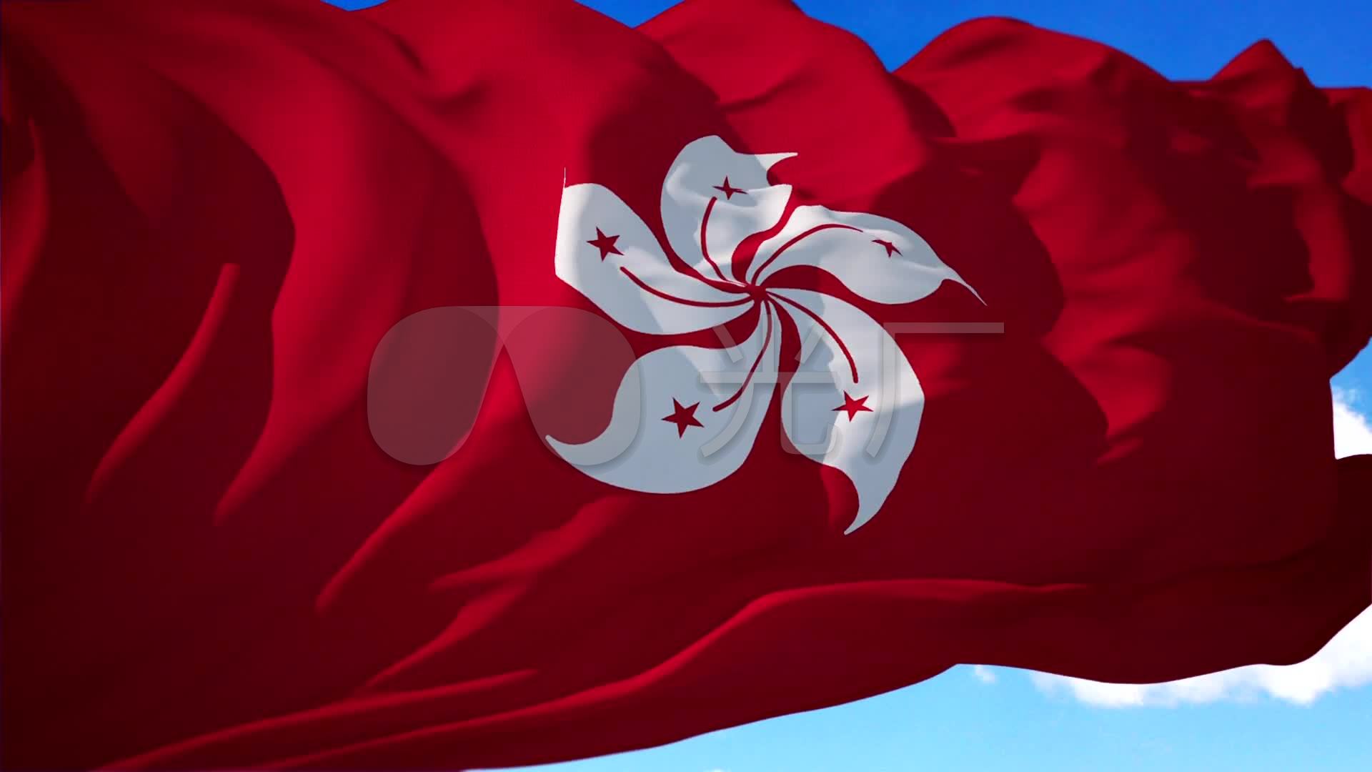 香港特别行政区香港特区旗帜迎风飘扬_1920x1080_高清