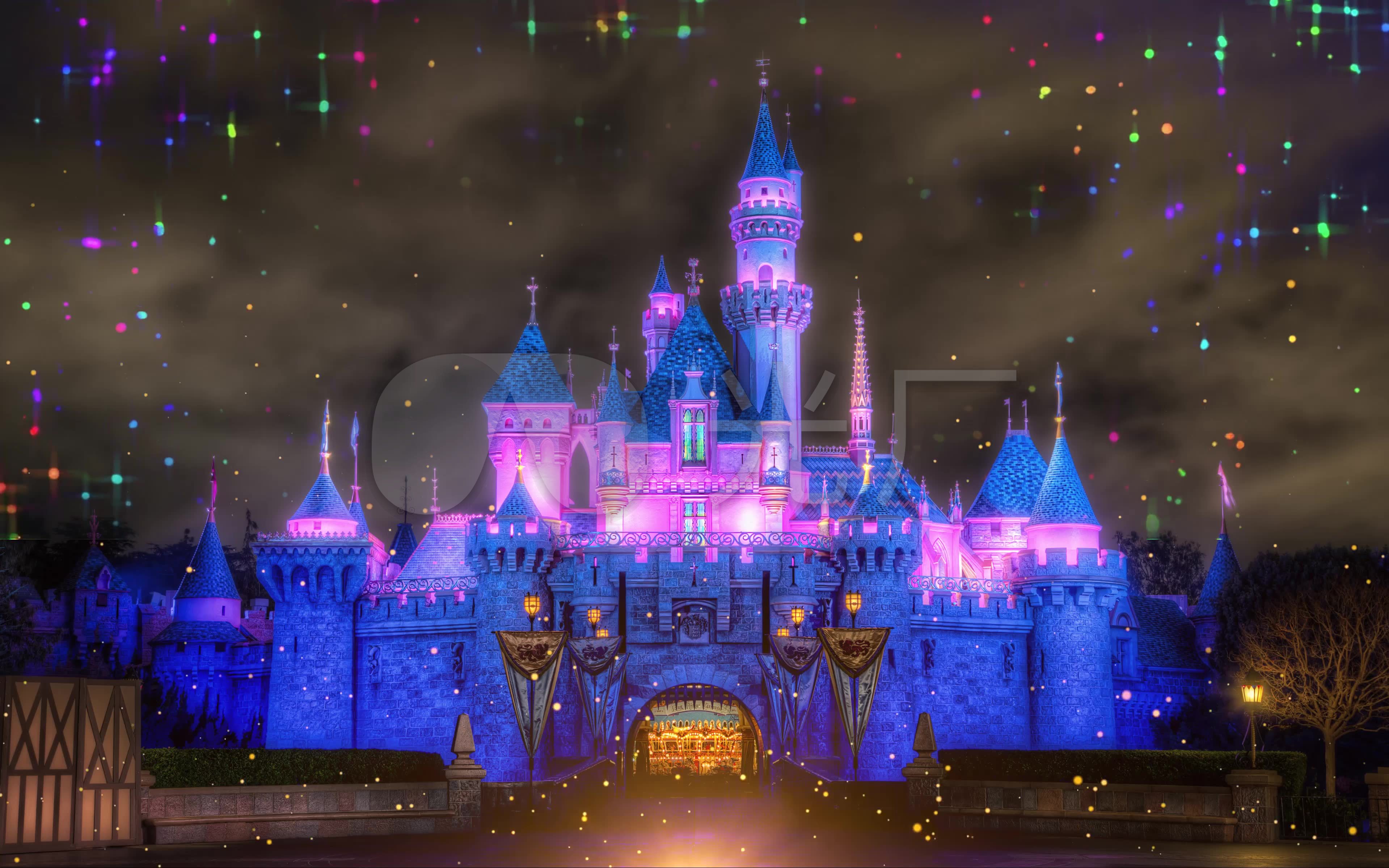 4k唯美梦幻童话城堡迪士尼城堡动感背景_3838x2400