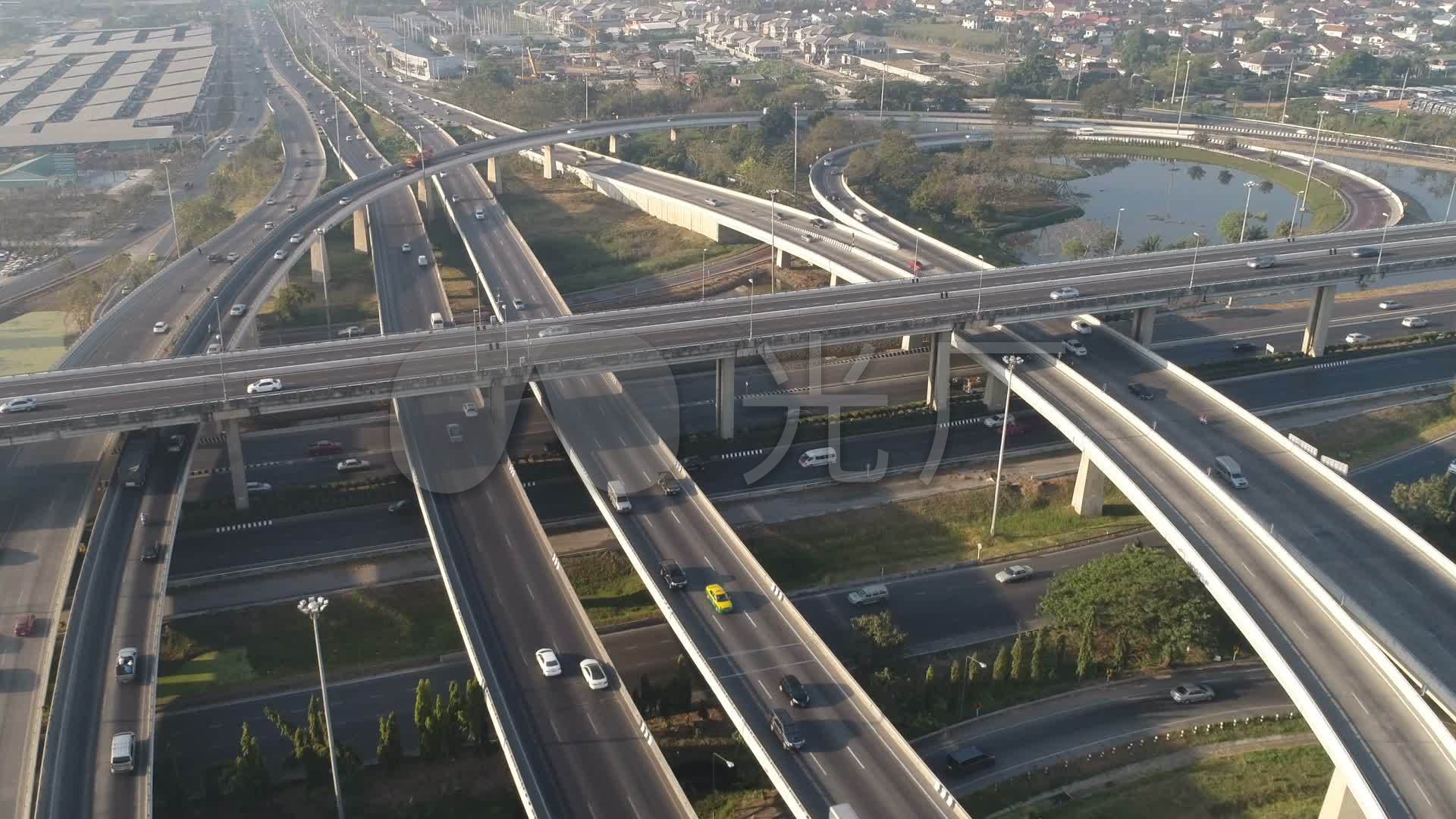 航拍城市立交桥高速公路交通