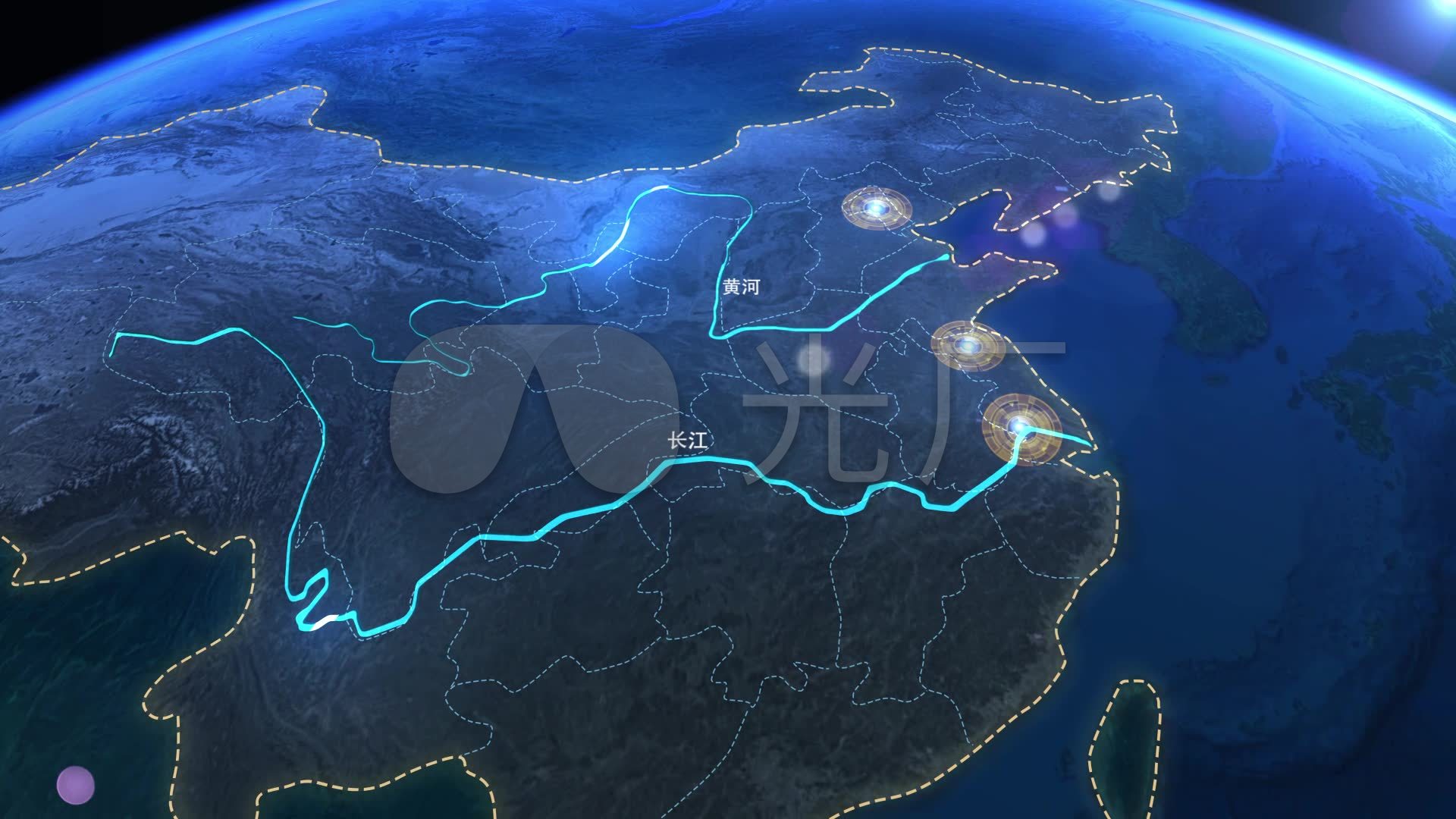 大气中国地图辐射科技地图ae模板