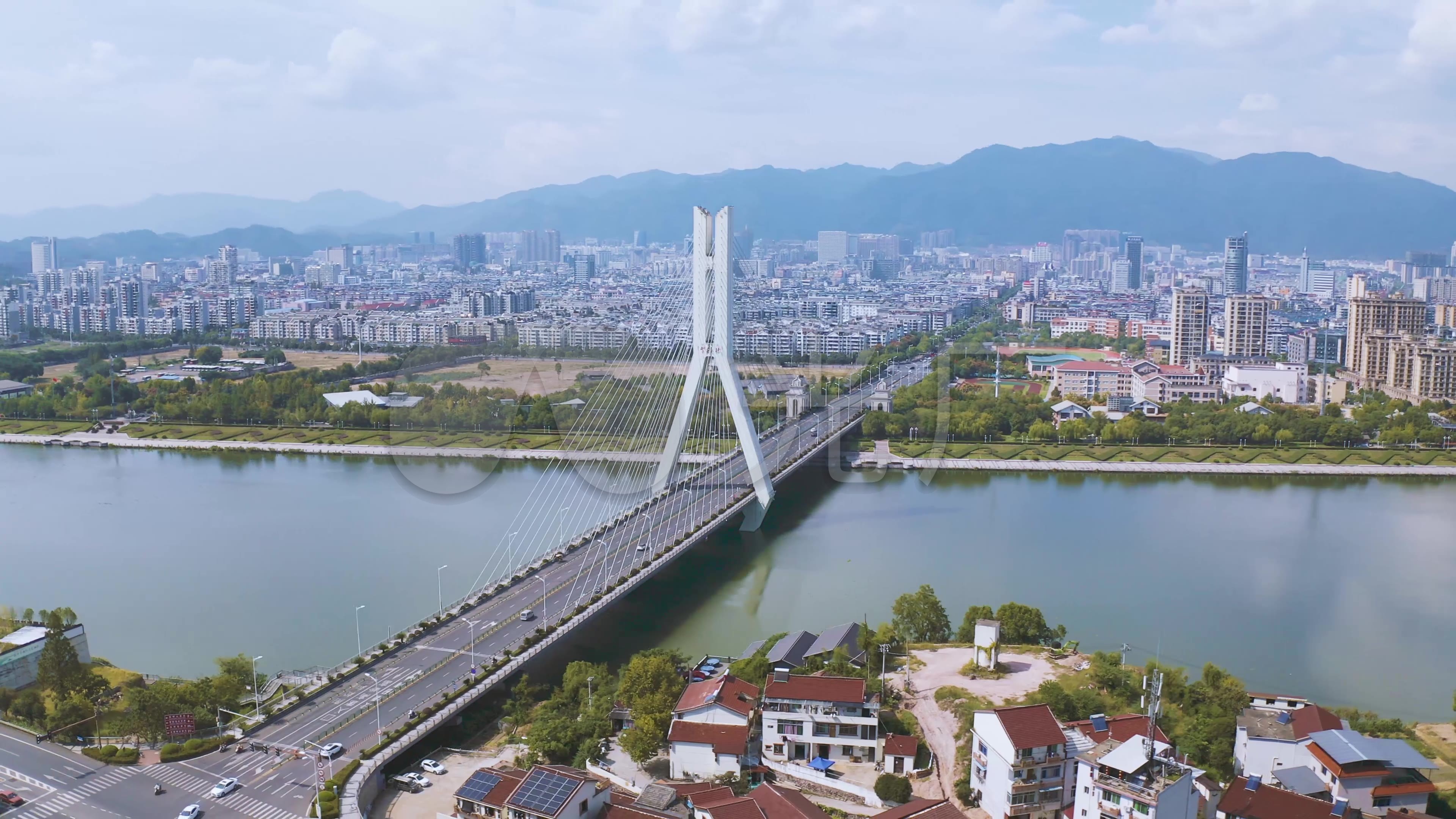 浙江丽水南明湖紫金大桥_3840x2160_高清视频素材下载