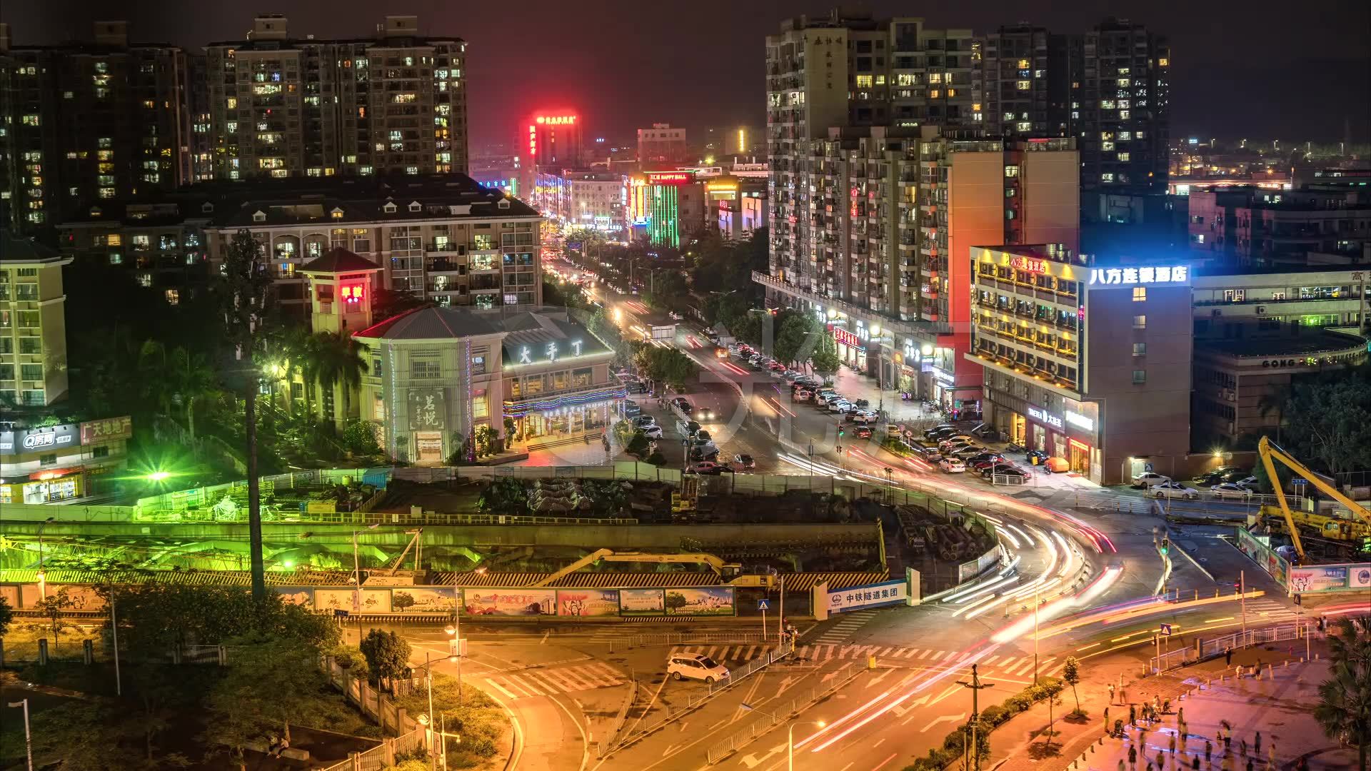 深圳光明区公明街道夜景延时