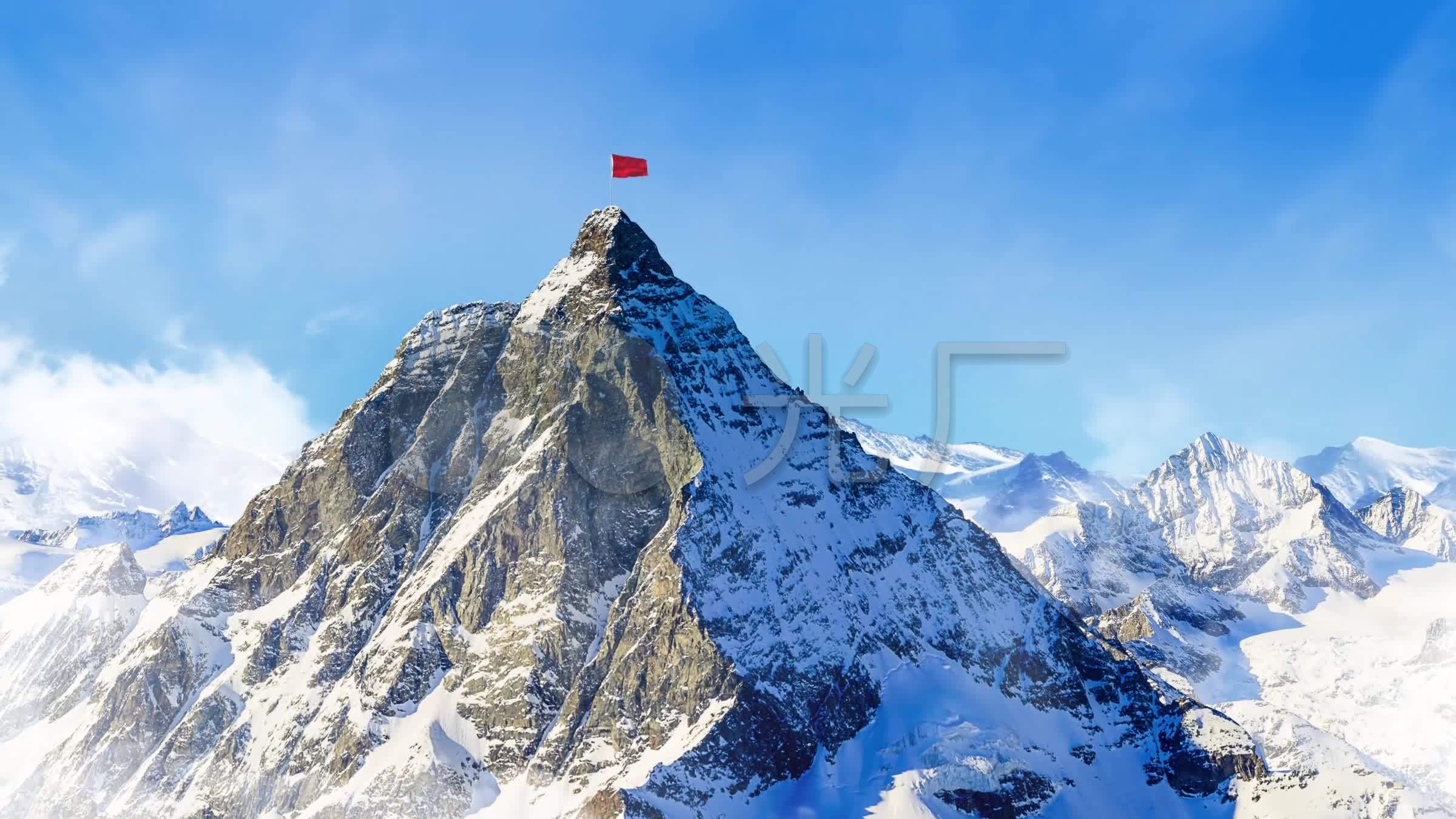 大气企业雪山顶峰_2400x1350_高清视频素材下载(编号
