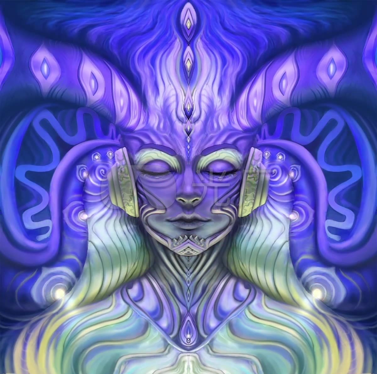 抽象绚丽多彩科幻人物百大dj动感背景