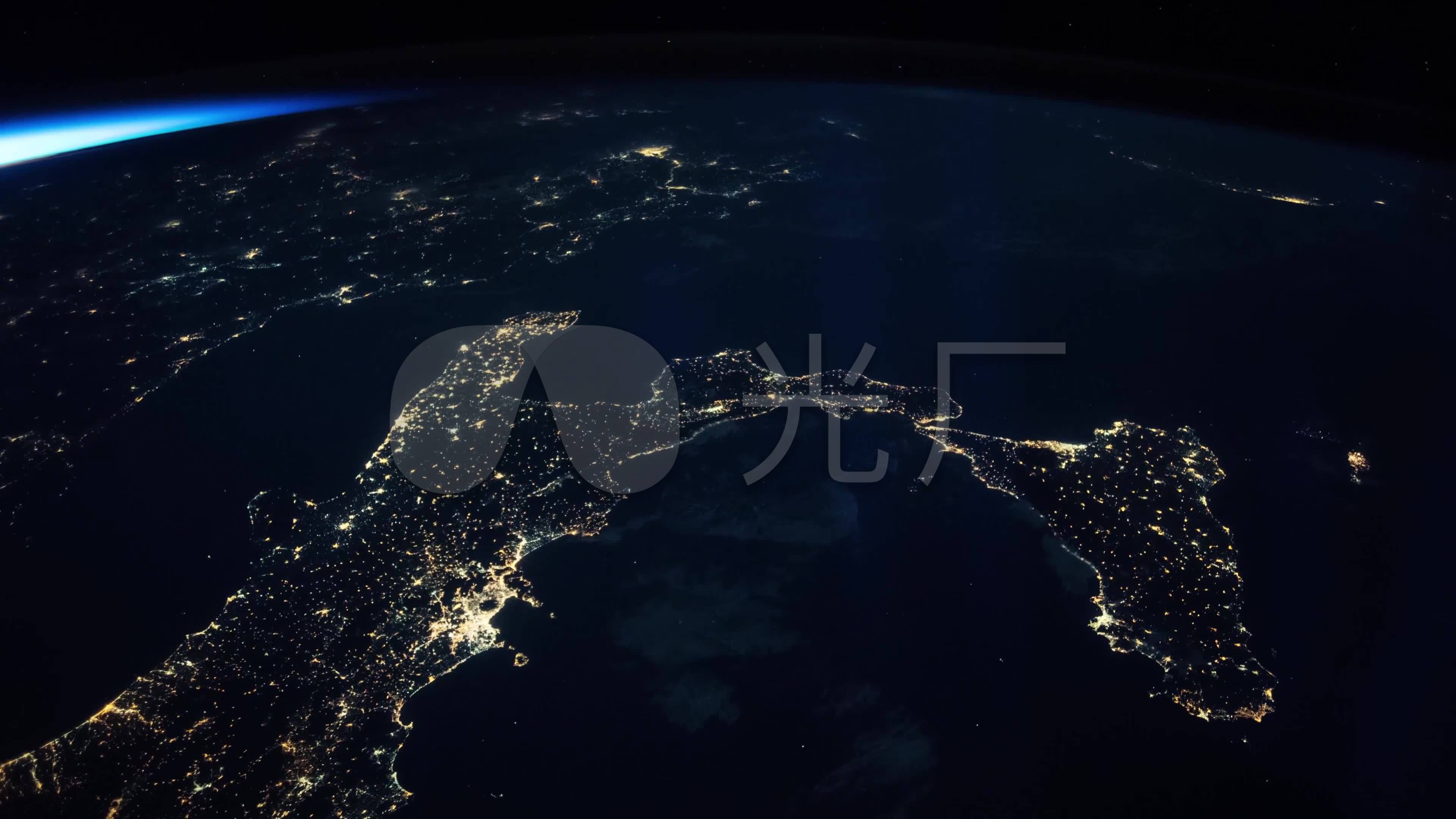 4k太空俯瞰夜景地球