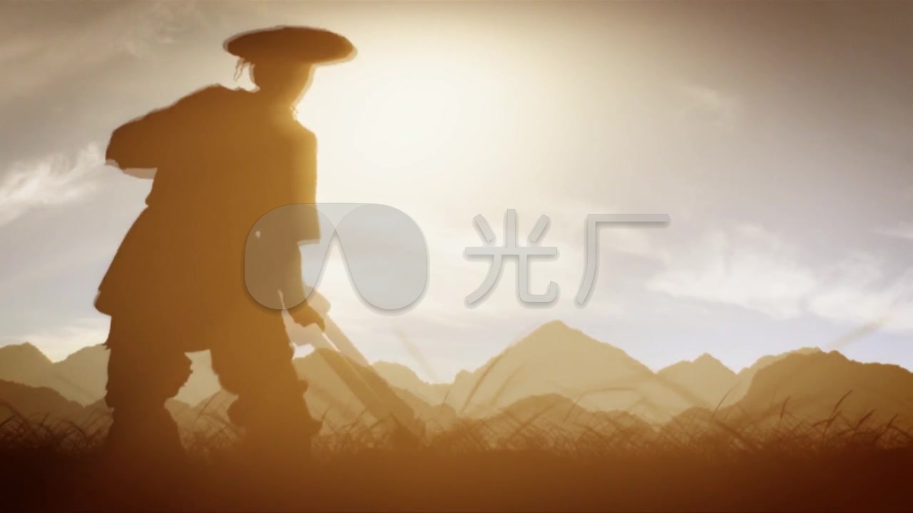 中国古代农村乡村乡下剪影动画采茶渔民渔夫_1280x720
