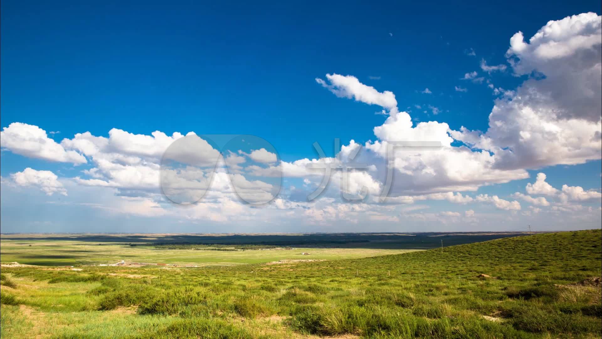 内蒙古大草原蓝天白云风景延时摄影_1920x1080_高清
