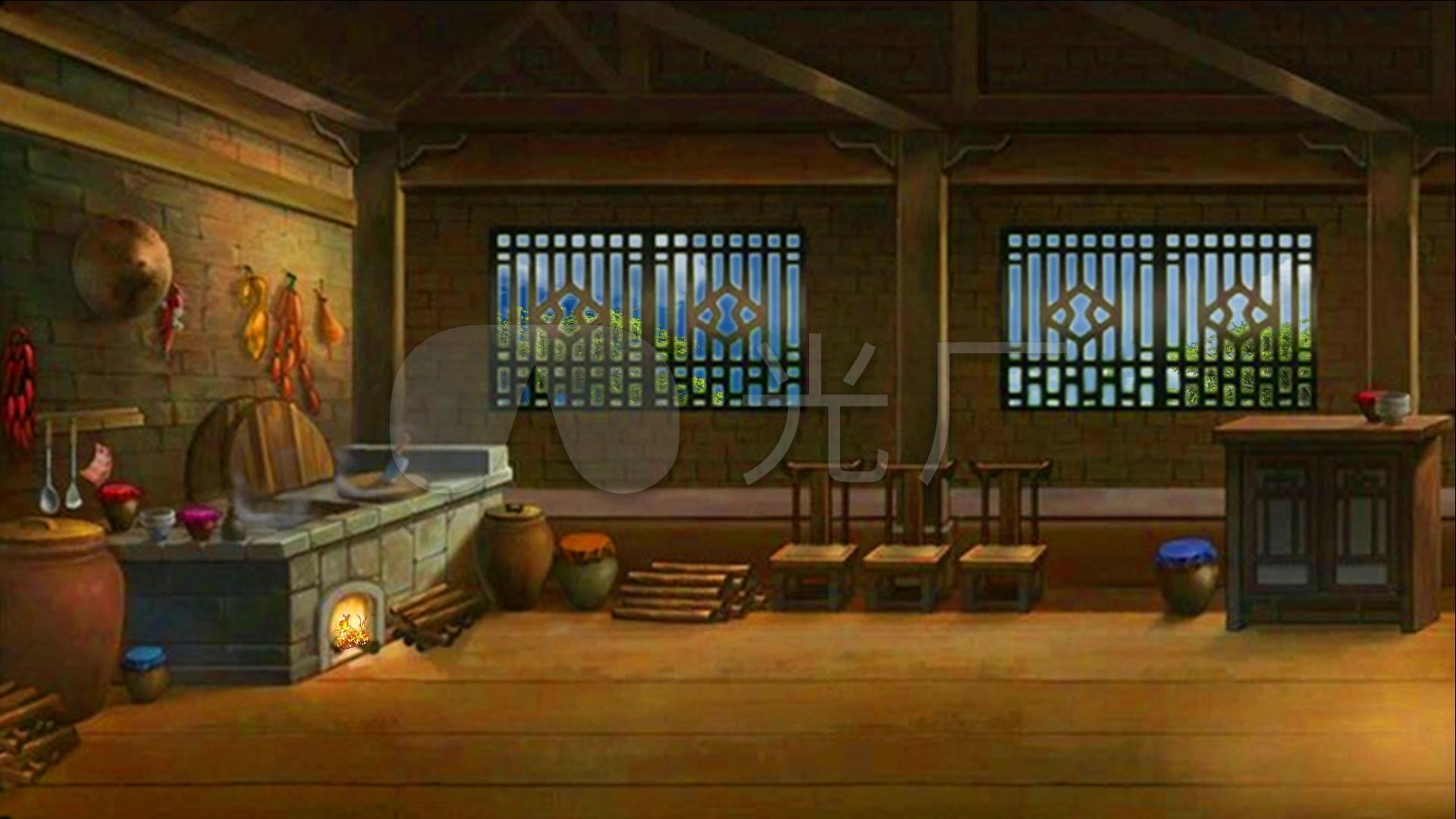 古代厨房膳房灶伙灶台白天_1920x1080_高清视频素材