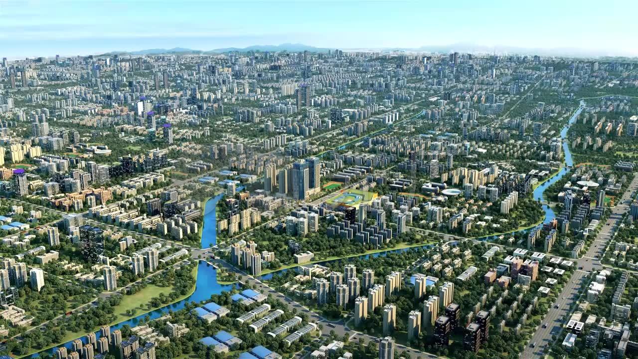 三维建筑城市规划全景鸟瞰图