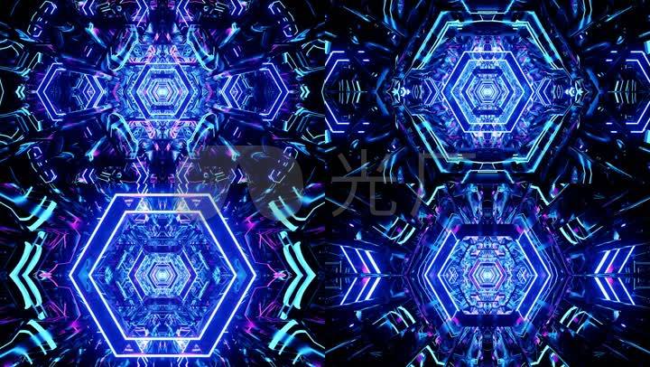 蓝色科幻能量隧道穿梭vj背景