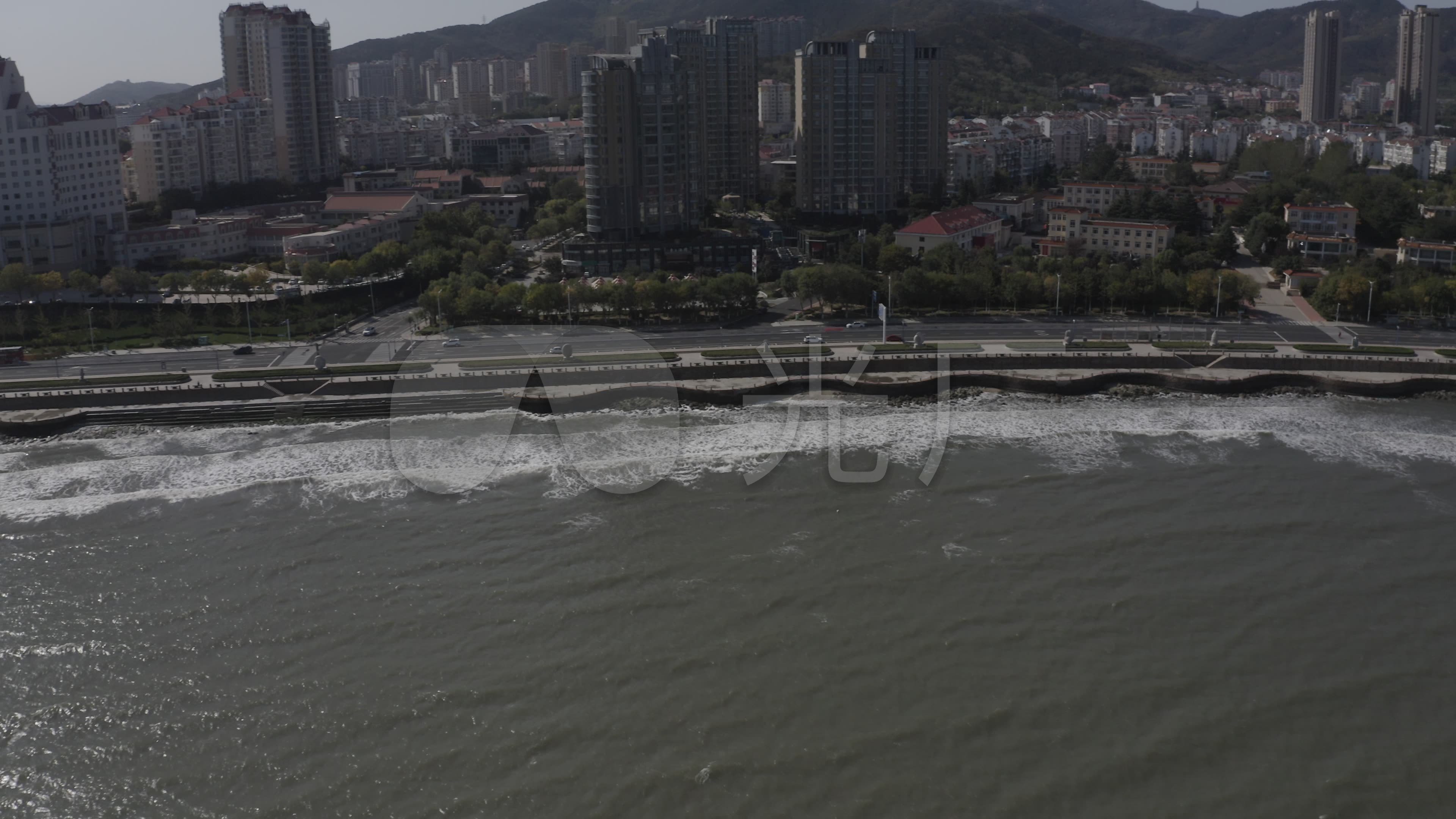 4k-log烟台海韵广场航拍_3840x2160_高清视频素材下载(编号:3000511)