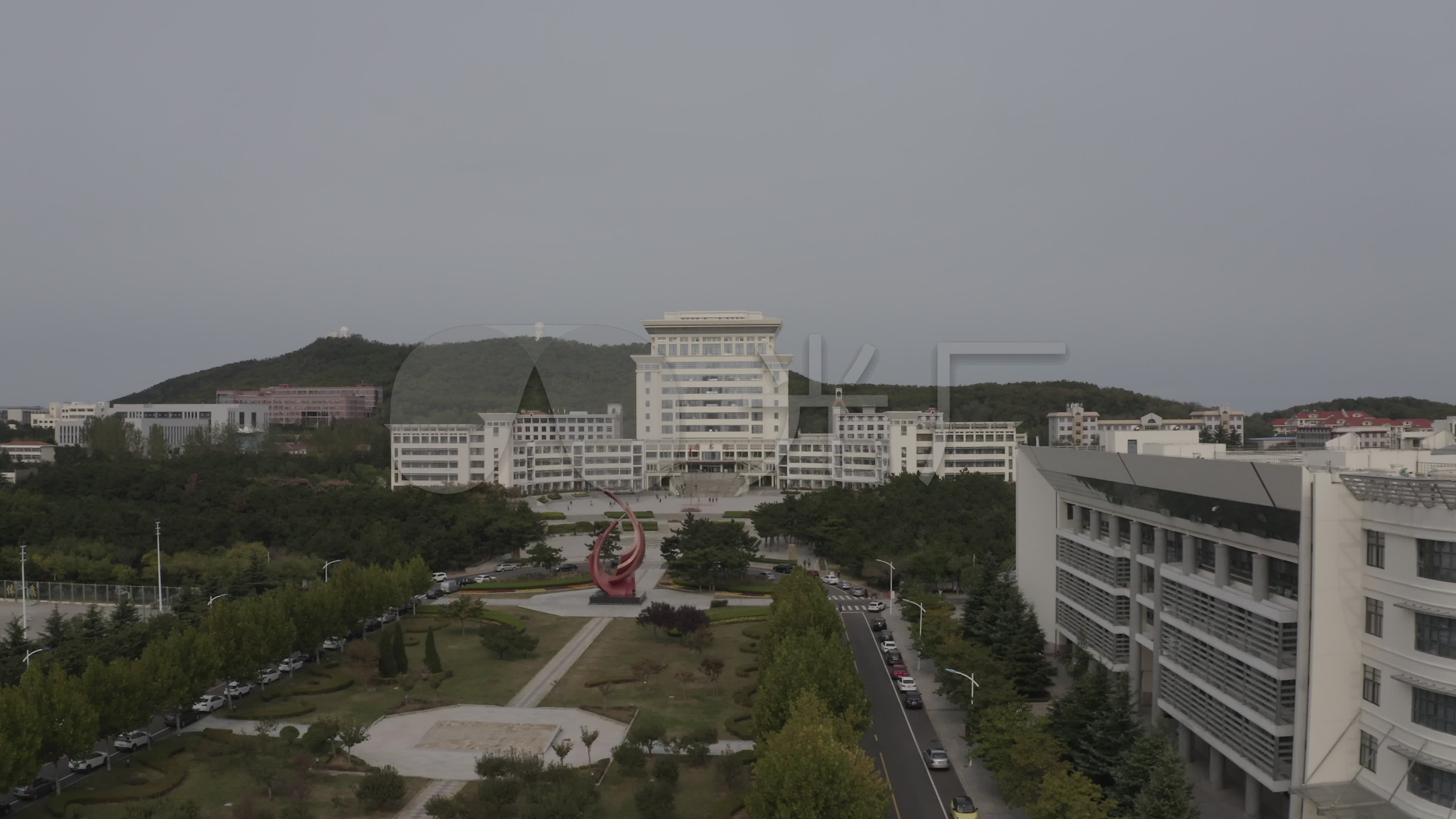 4k-log山东大学威海校区航拍_3840x2160_高清视频素材