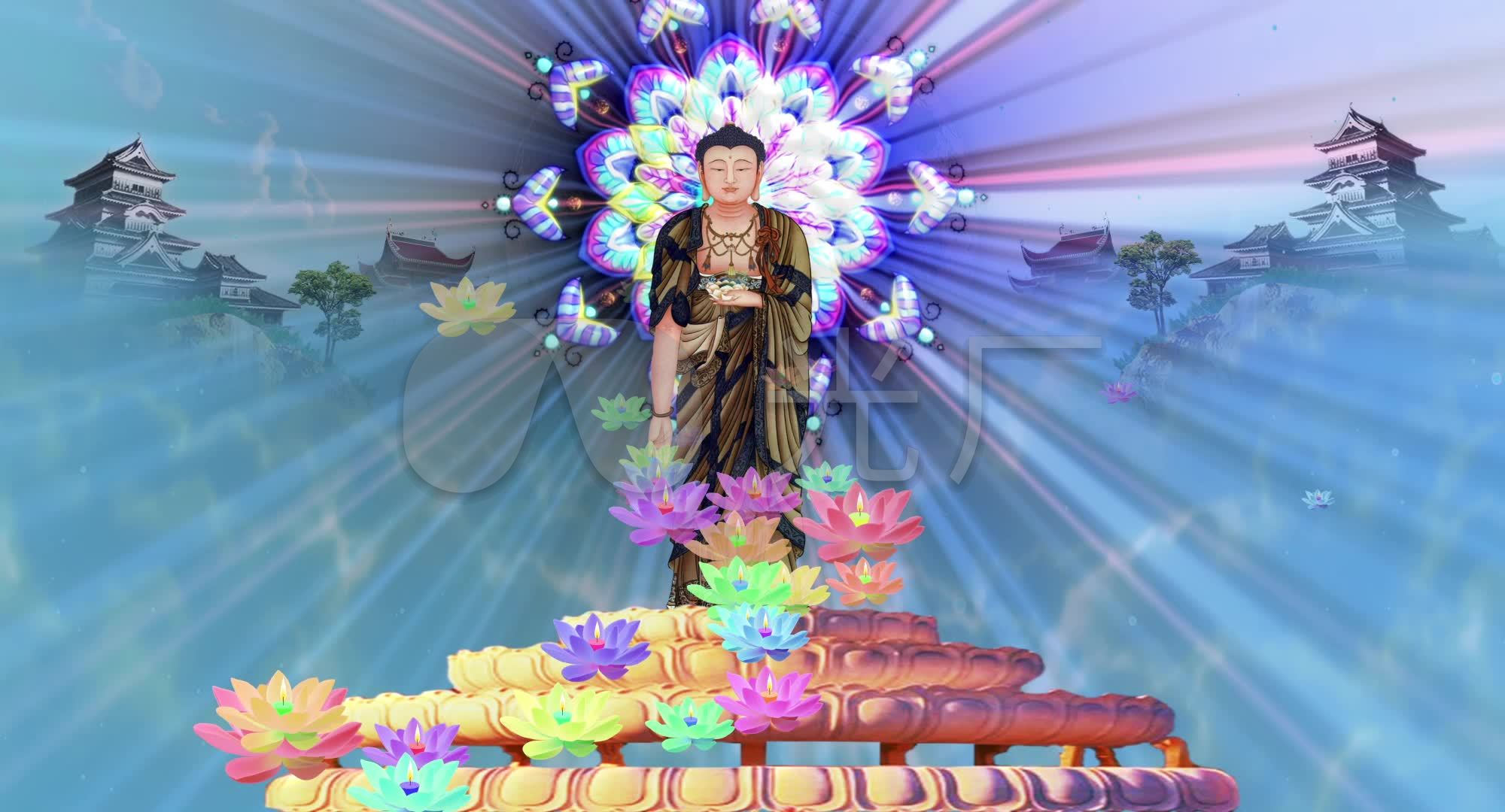 佛教佛祖大佛佛光普照阿弥陀佛荷花极乐世界_2000x