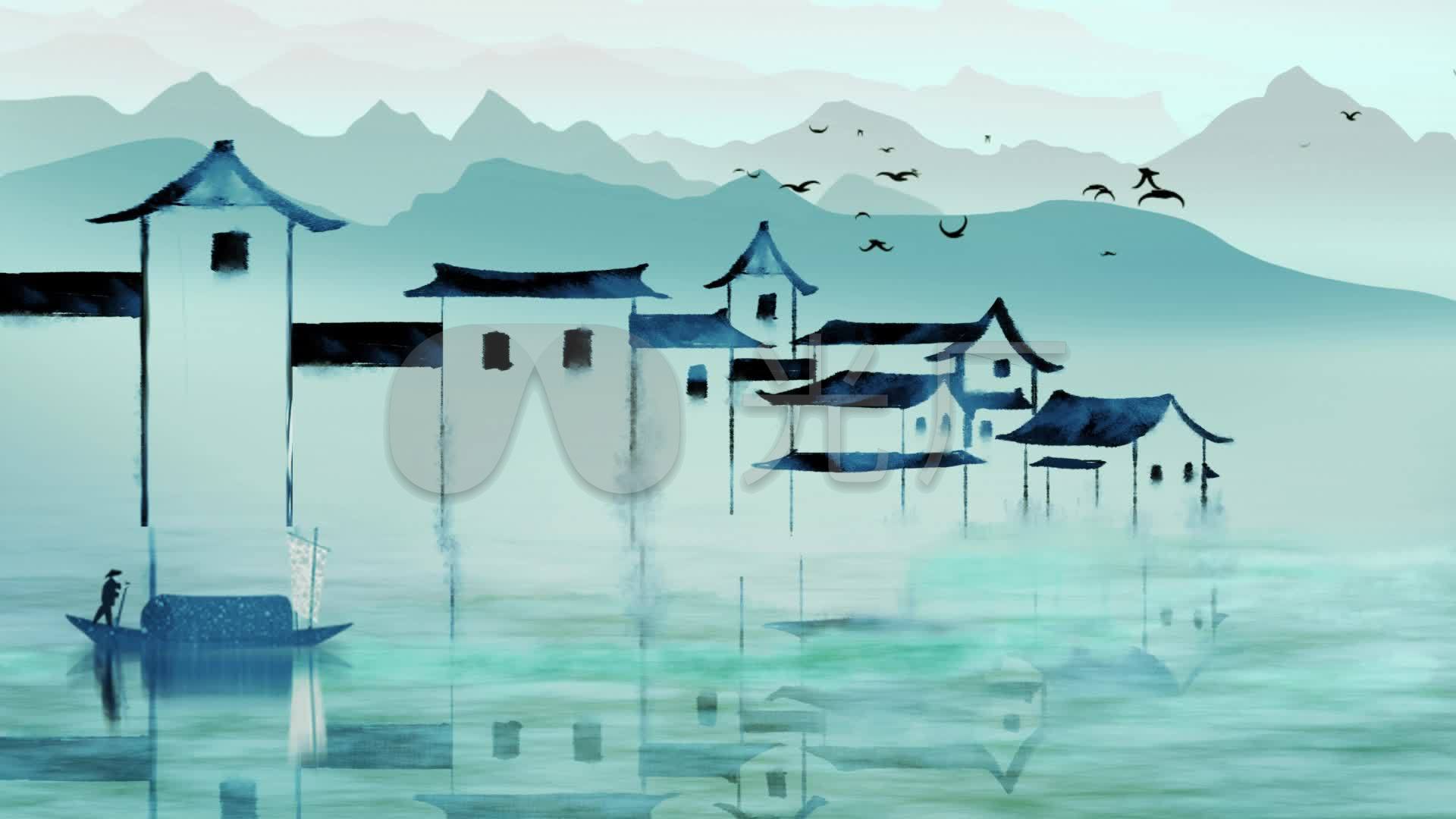 水墨江南水乡中国风背景
