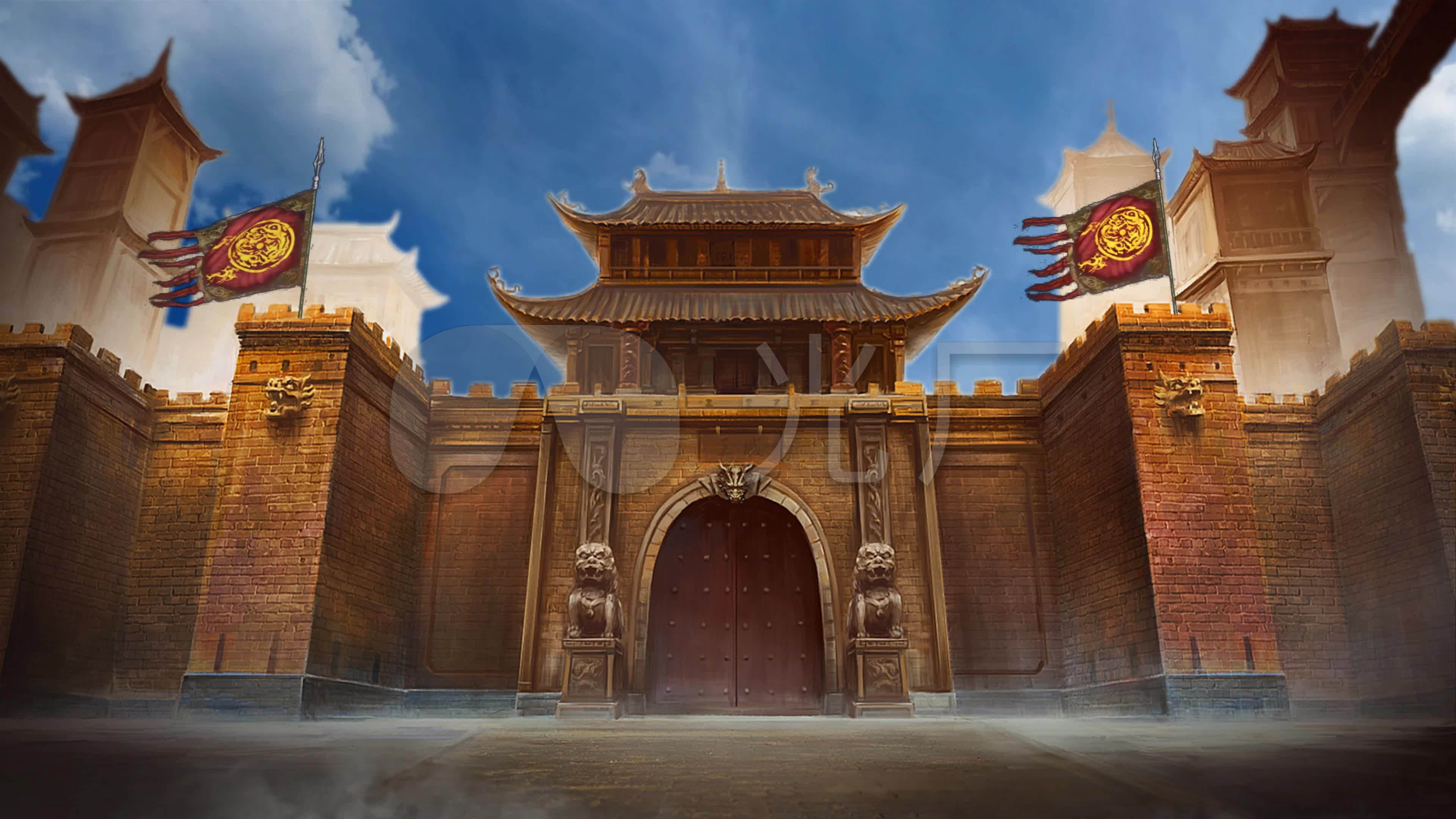 古代城楼城门_3840x2160_高清视频素材下载(编号:3004568)_舞台背景