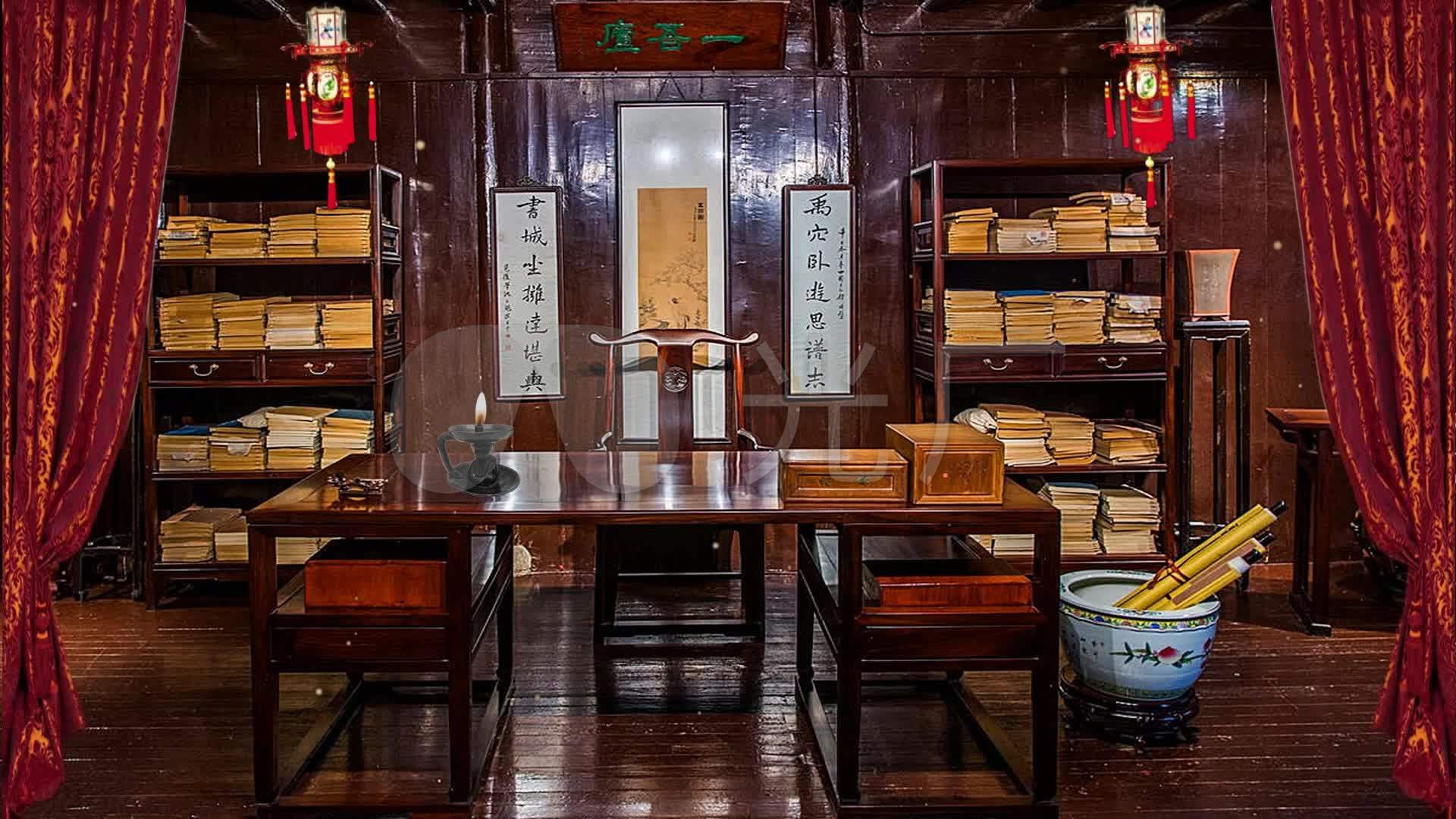 古典书房内景_1920x1080_高清视频素材下载(编号:)