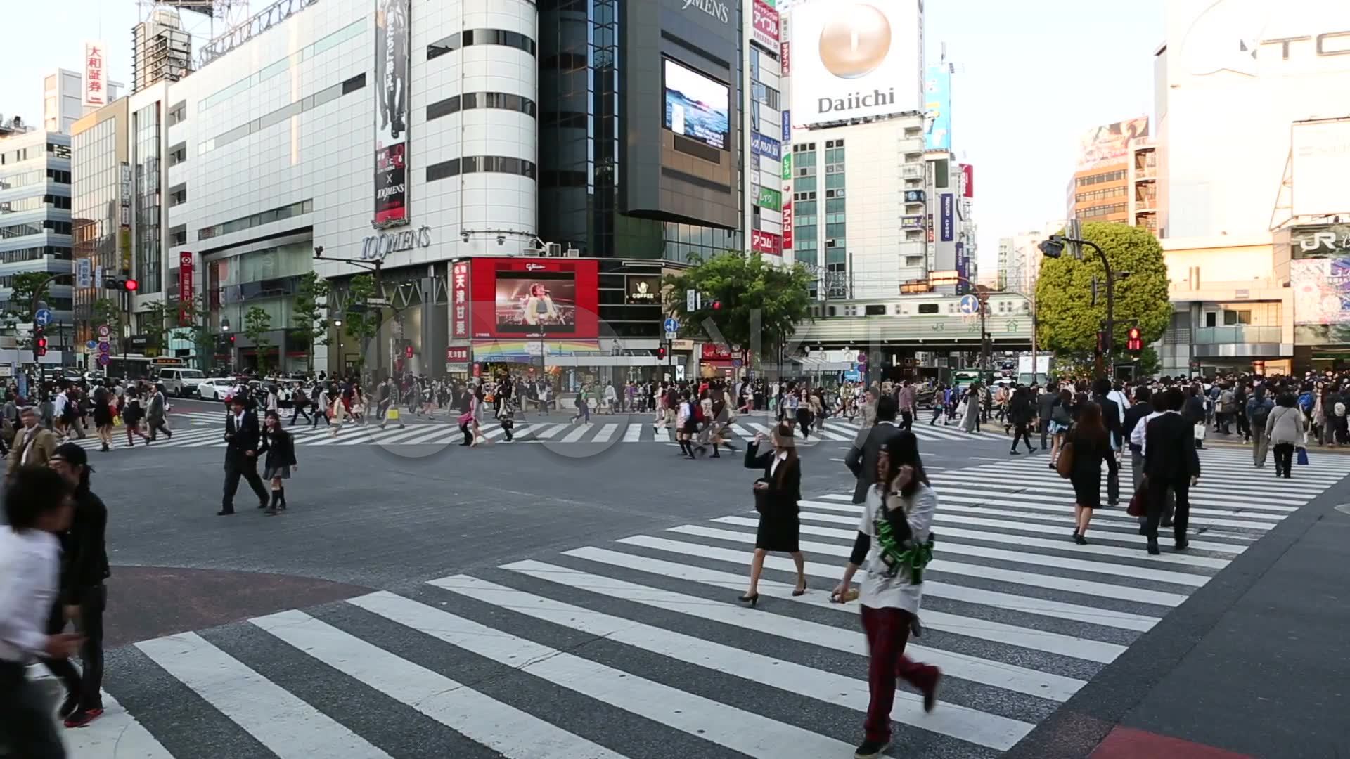 十字路口行人过马路斑马线_1920x1080_高清视频素材