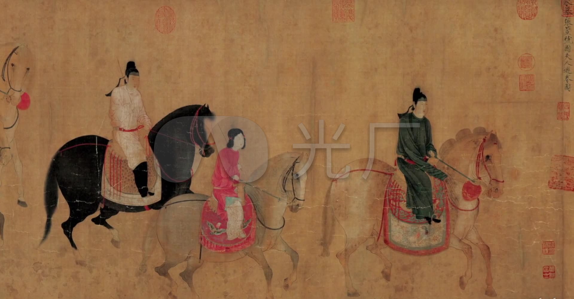 虢国夫人游春图唐代绘画唐人服饰骑马春游