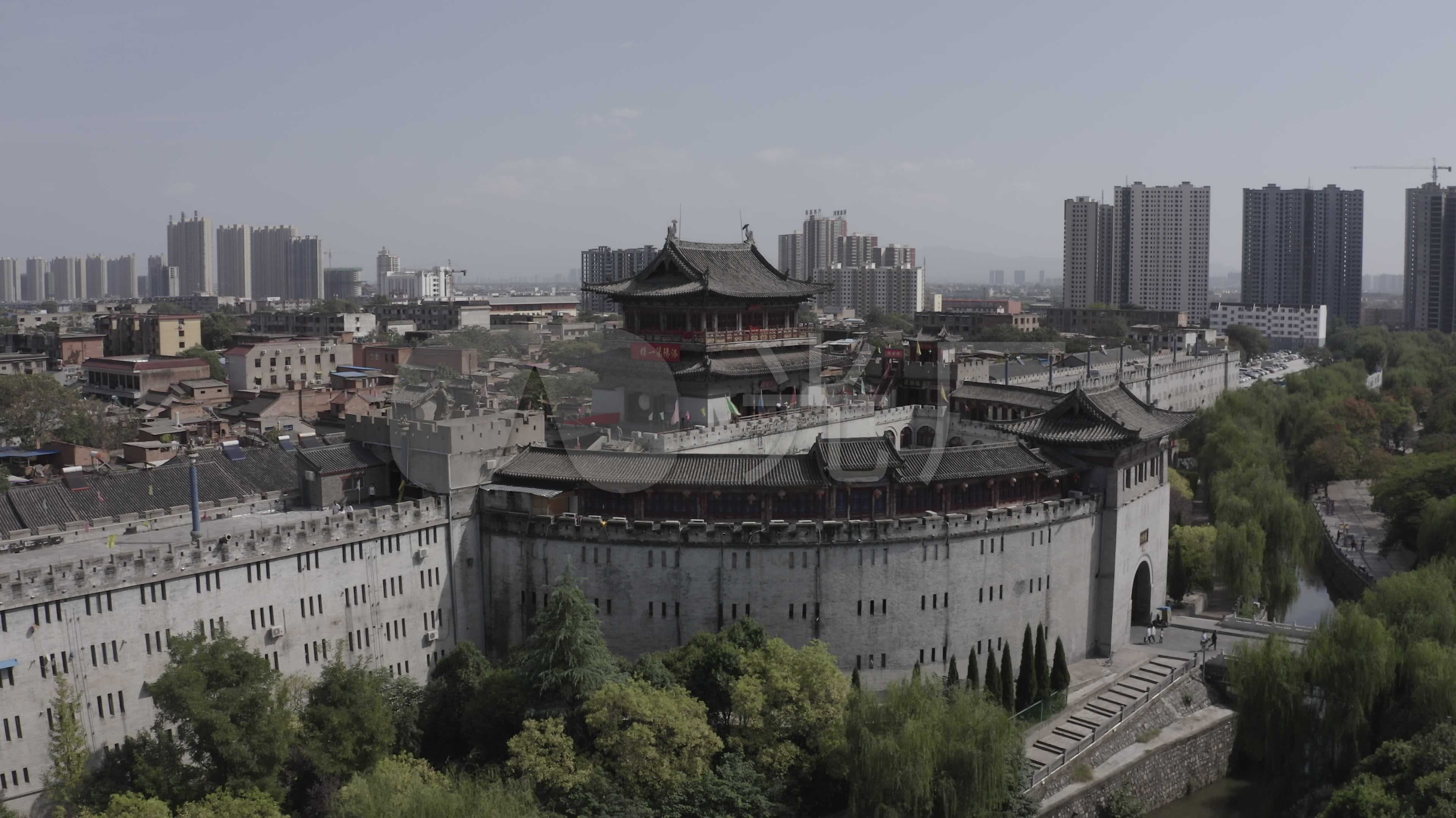 4k-log洛阳古建筑丽景门航拍_3840x2160_高清视频素材