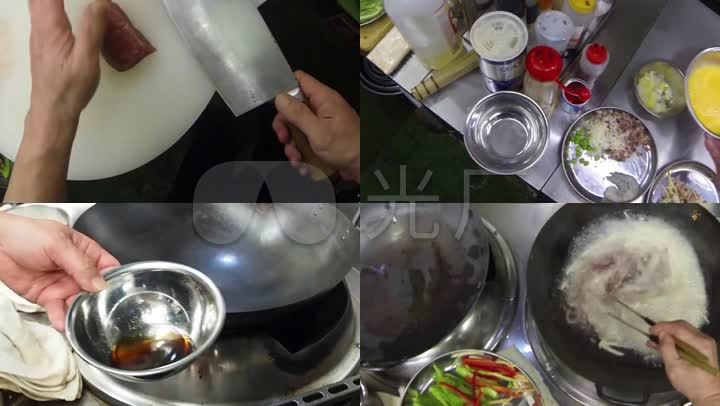 厨师切菜烹饪炒菜