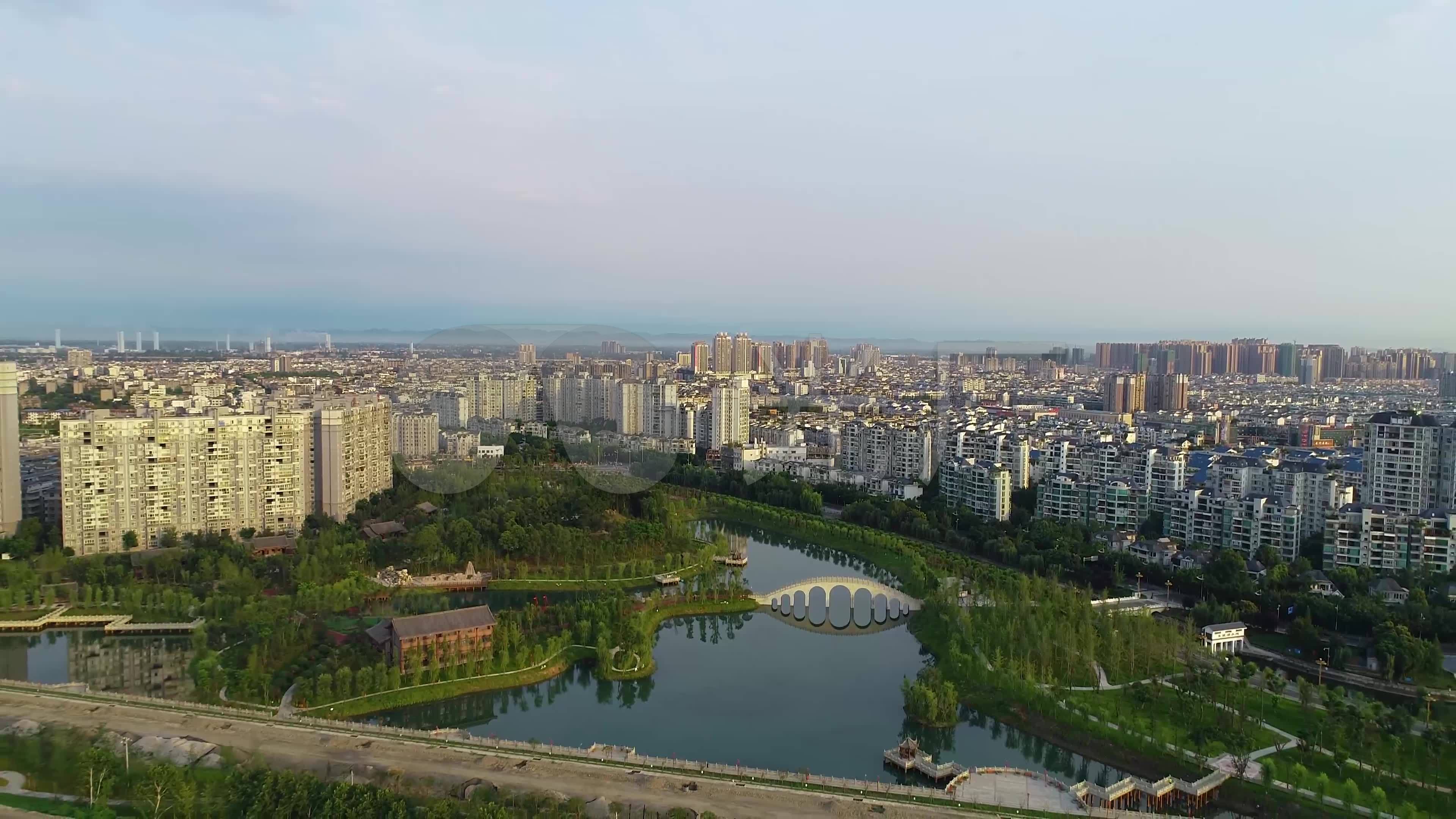一镜到底航拍眉山城市风光