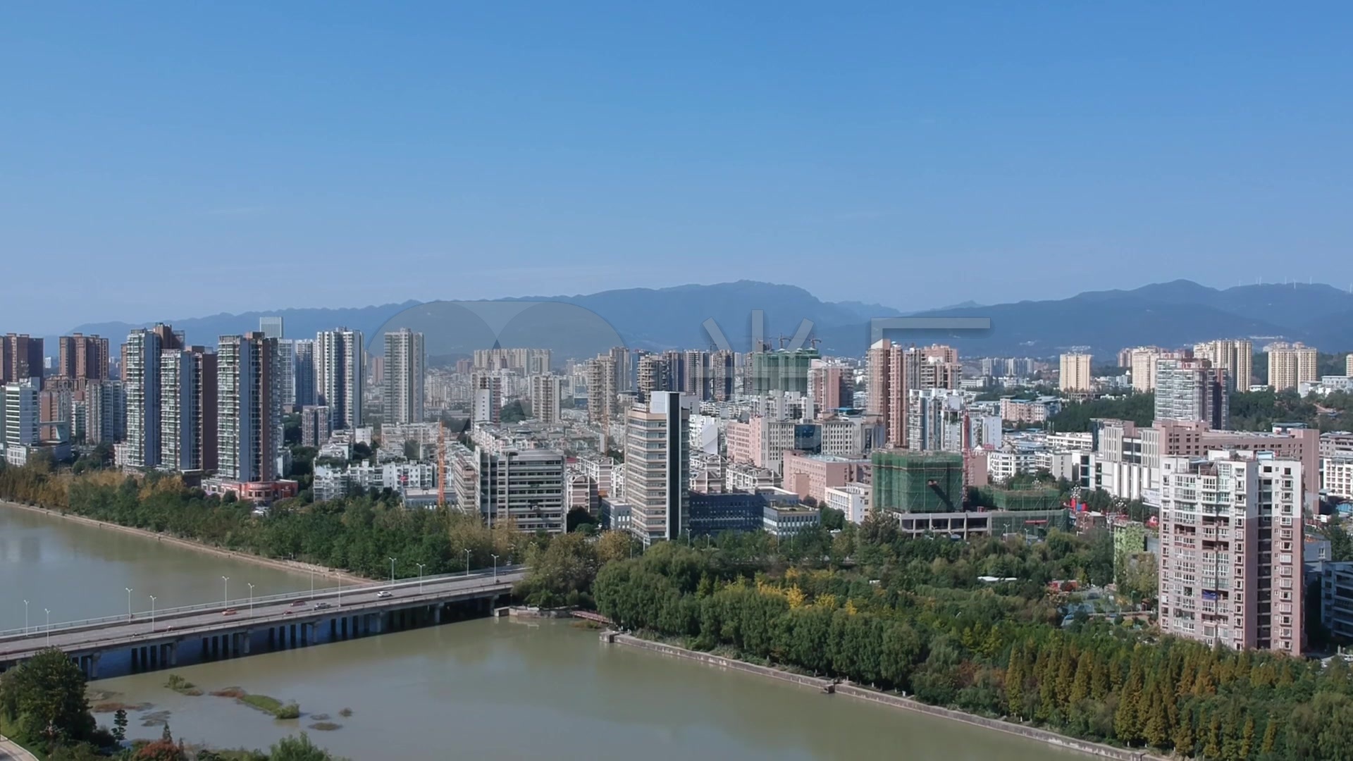 四川广元万达广场城市航拍_1920x1080_高清视频素材下载(编号:3032268