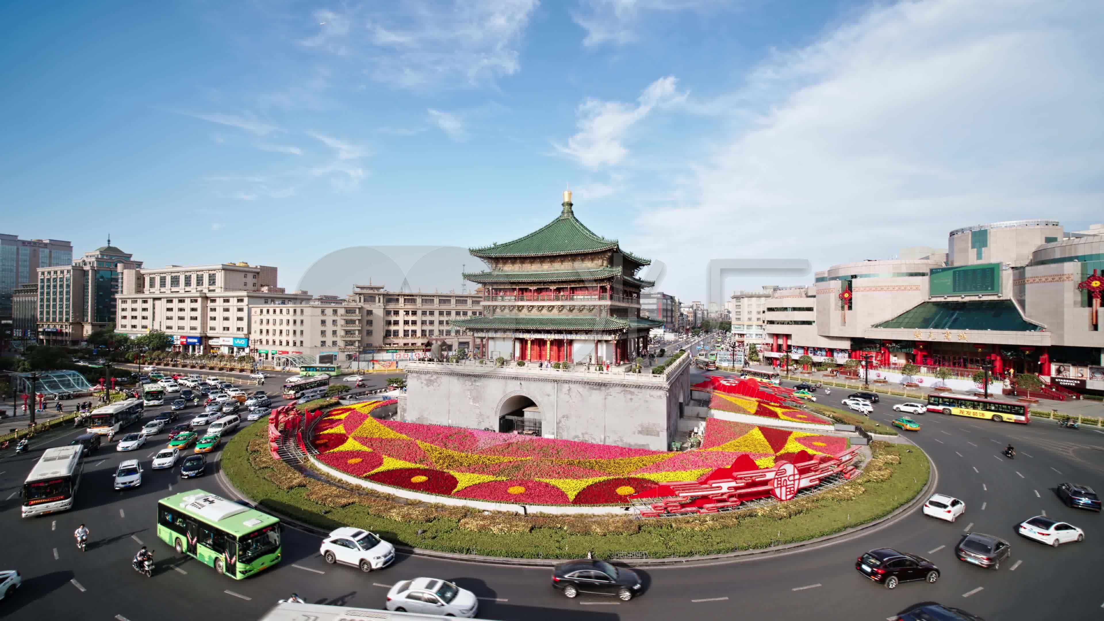 西安钟楼_3840x2160_高清视频素材下载(编号:3032893)