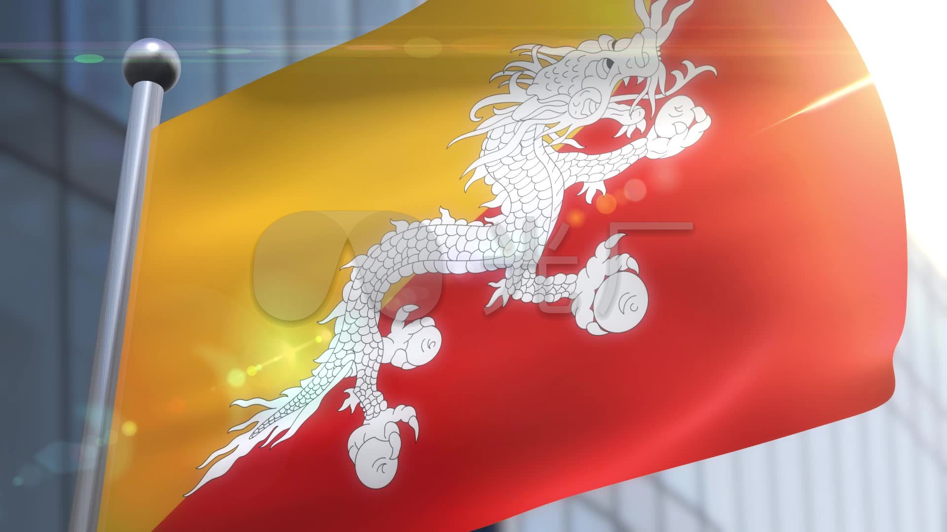 不丹旗帜不丹国旗旗帜旗帜飘飘飘_1920x1080_高清视频素材下载(编号