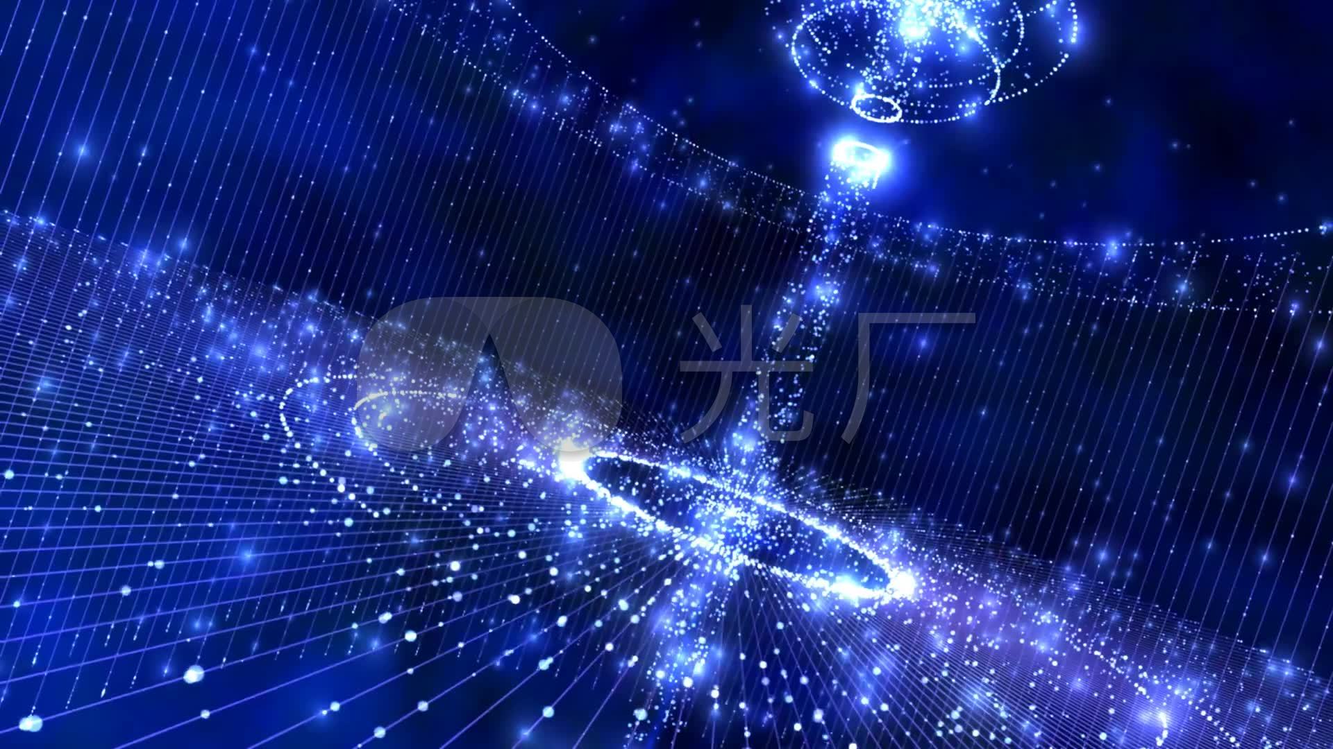 蓝色粒子光斑三维空间舞台大屏幕背景