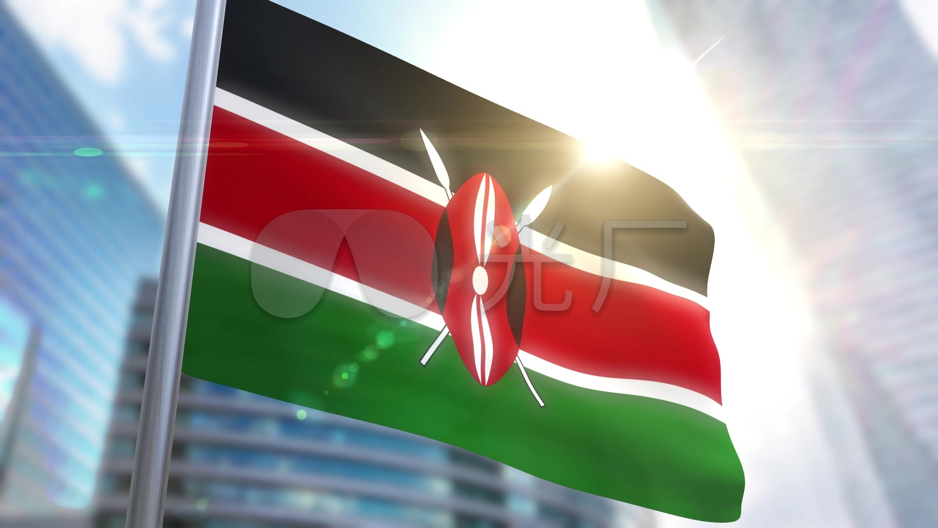 肯尼亚旗帜肯尼亚国旗旗帜旗帜飘飘