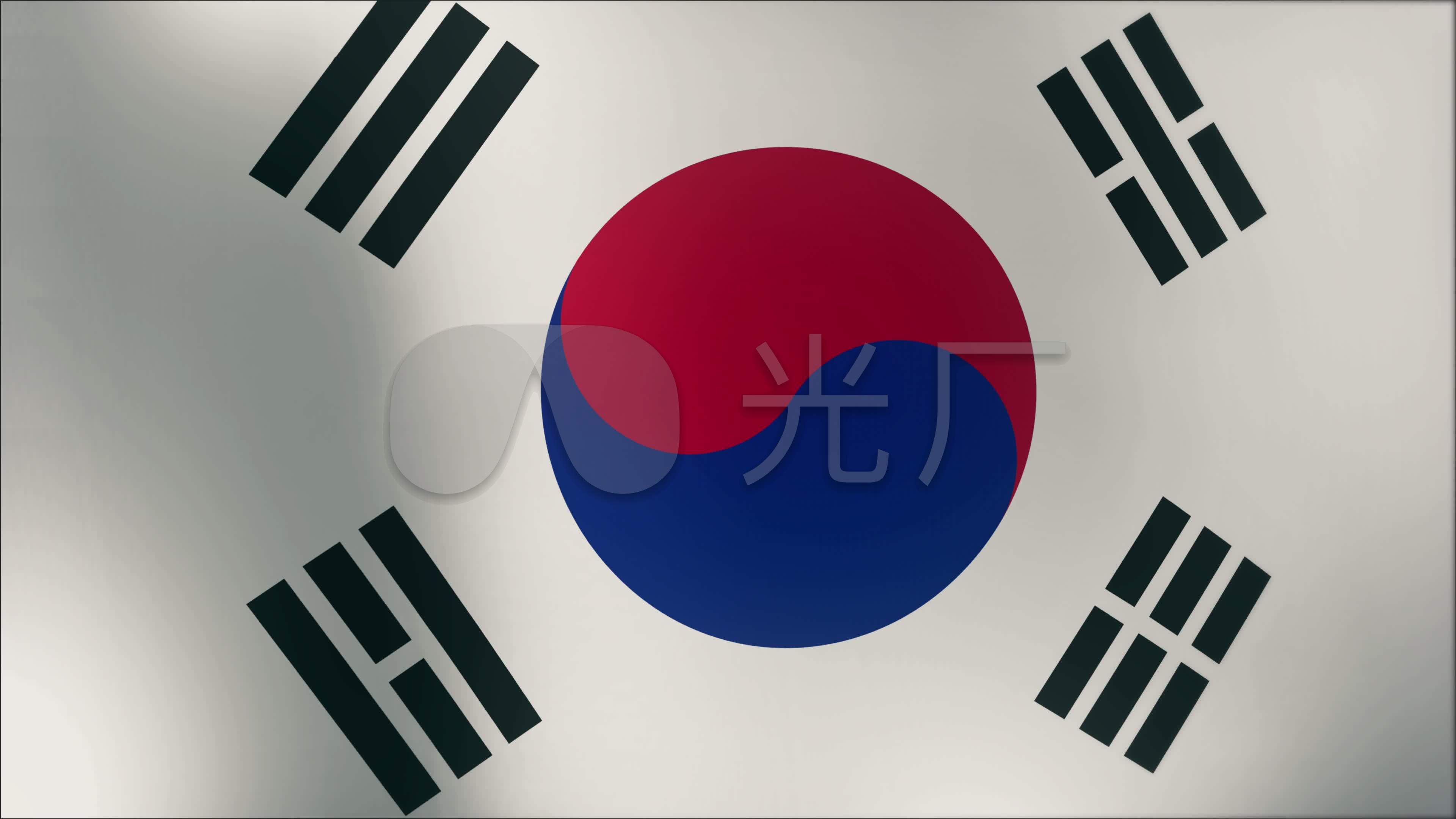 韩国国旗飘扬国旗波浪状飘扬_3840x2160_高清视频素材